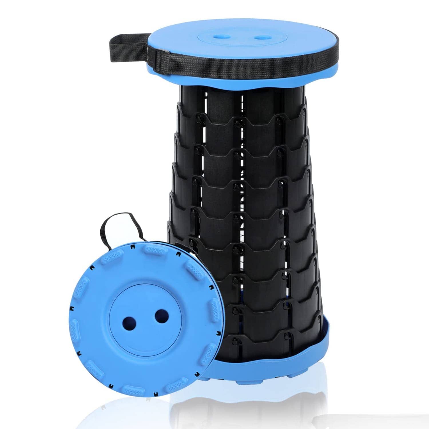 Angel Sar Foldable Retractable Camping Stools with Load Capacity 550 lbs Blue #AZFHCPSTO0317-2