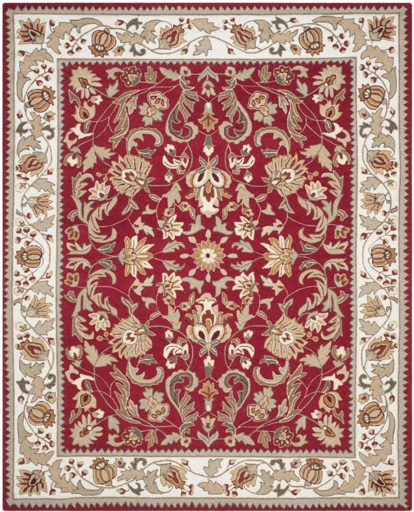 Safavieh EZC101C-8 Easy Care Gentry 8 x 10 (ft) Loomed Polypropylene Red/Ivory Rectangular Indoor Floral/Botanical Oriental Area rug