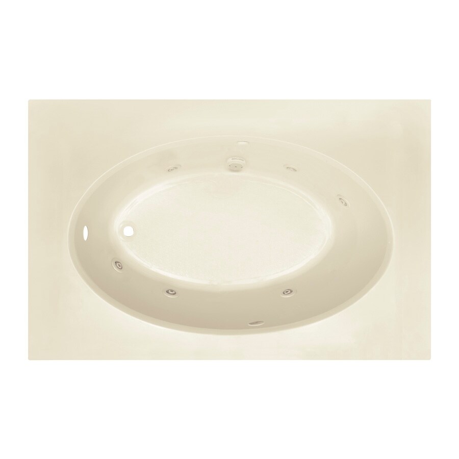 Aqua Glass 866042BL01 41.875-in x 59.625-in Bone Gel-coated Fiberglass Whirlpool Tub (Left Drain)