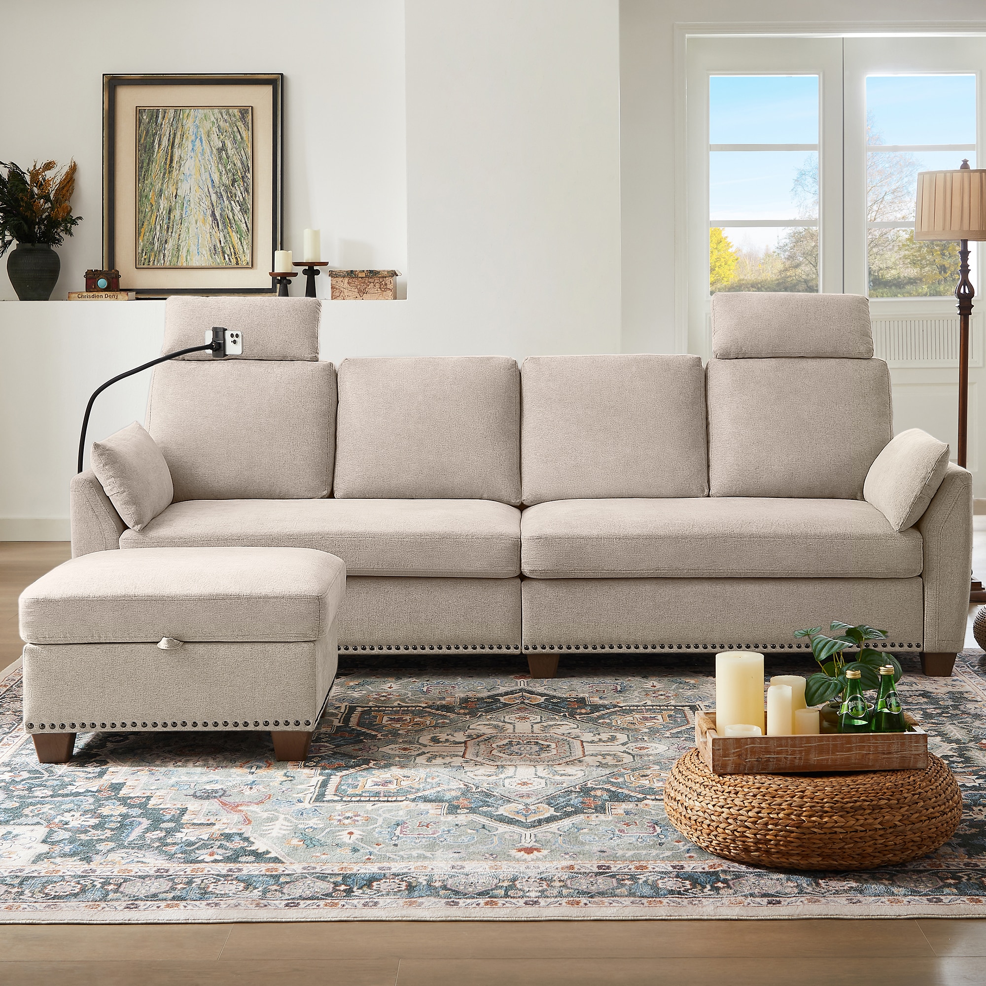 Jarenie YMX57BE YMX57 102.36 Casual Beige 5 -seater Sofa