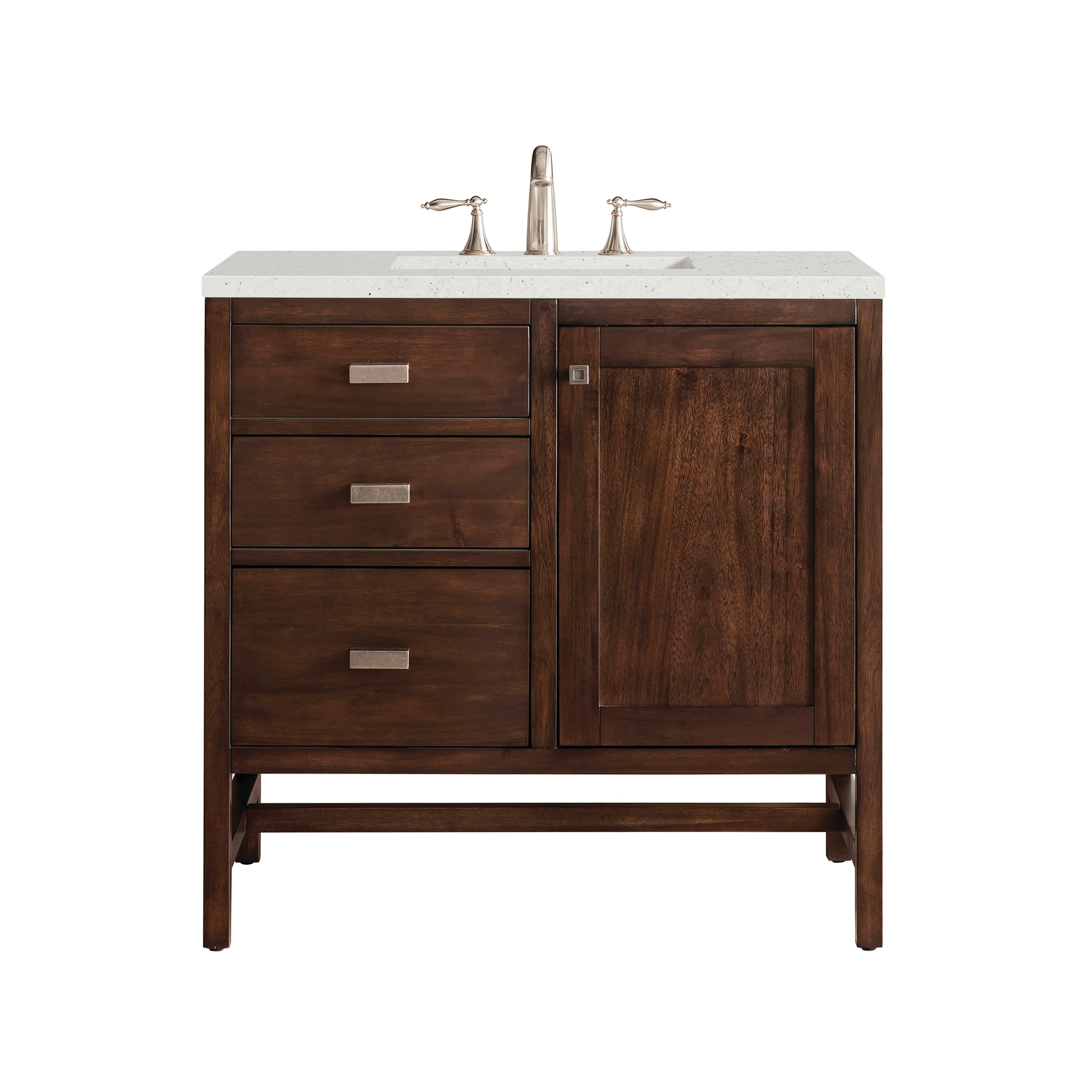 James Martin Vanities E444-V36-MCA-3LDL Addison 36-in Mid-Century Acacia Undermount Single Sink Bathroom Vanity with Lime Delight Quartz Top