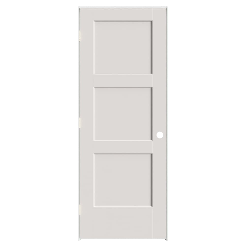 Masonite - 30-in x 80-in White Hollow Core 3-panel Right Hand Molded Composite Single Prehung Int...