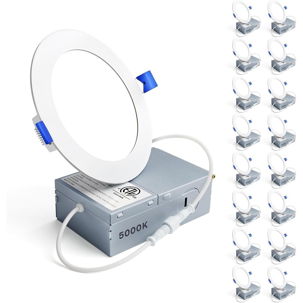 Knojodu  Daylight 4 Inch LED Recessed Ceiling Light 16 Pack Dimmable 750LM 9W 120V Canless Wafer Downlight