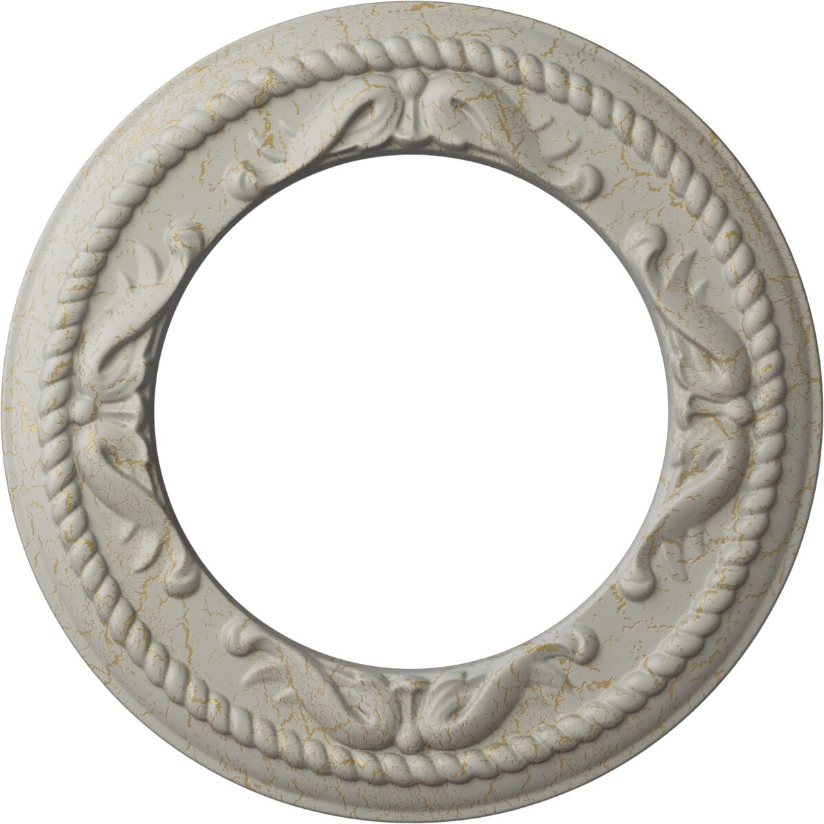 Ekena Millwork CM12MEPCC Roped Medway 12.25-in W x 12.25-in L Painted Pot Of Cream Crackle Polyurethane Whole Ceiling Medallion
