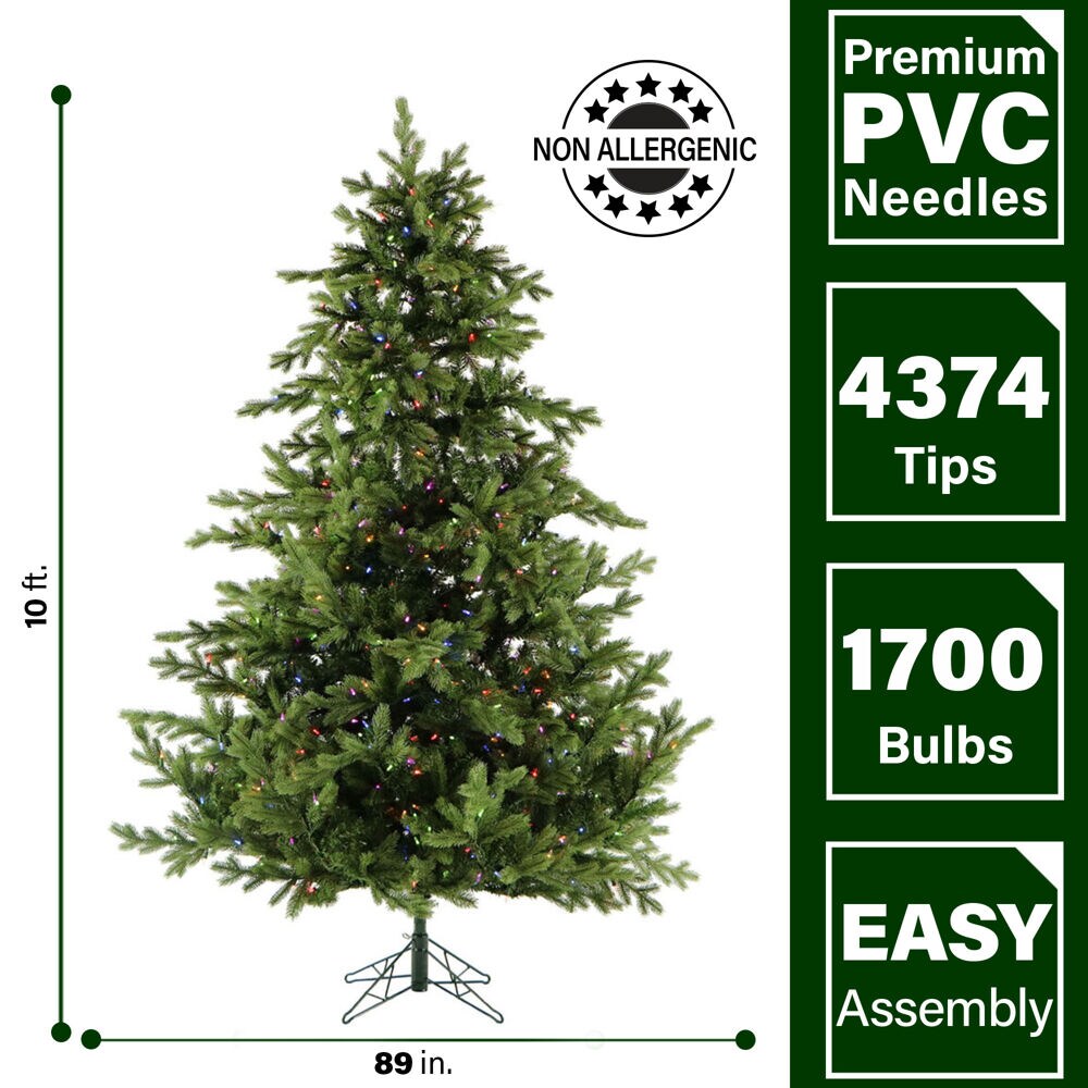 Fraser Hill Farm 10-ft Foxtail Pine Pre-lit Artificial Tree ...