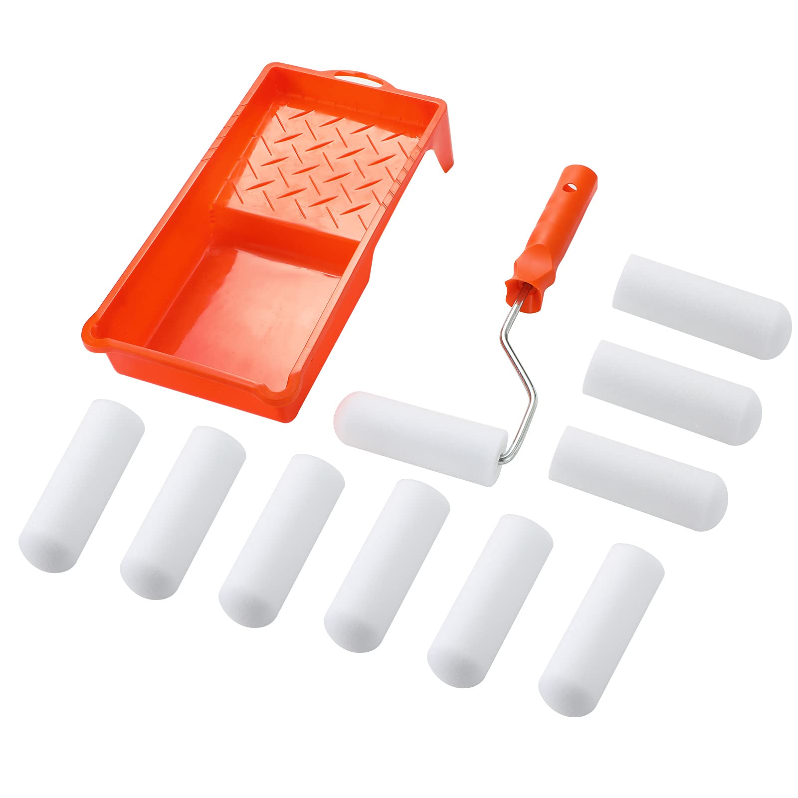 JVFCXXV  Foam Paint Roller Set 4 Paint Roller with 10 High Density Foam Covers Roller Frame Paint Tray Sponge Roller Naps Mini Paint Roller
