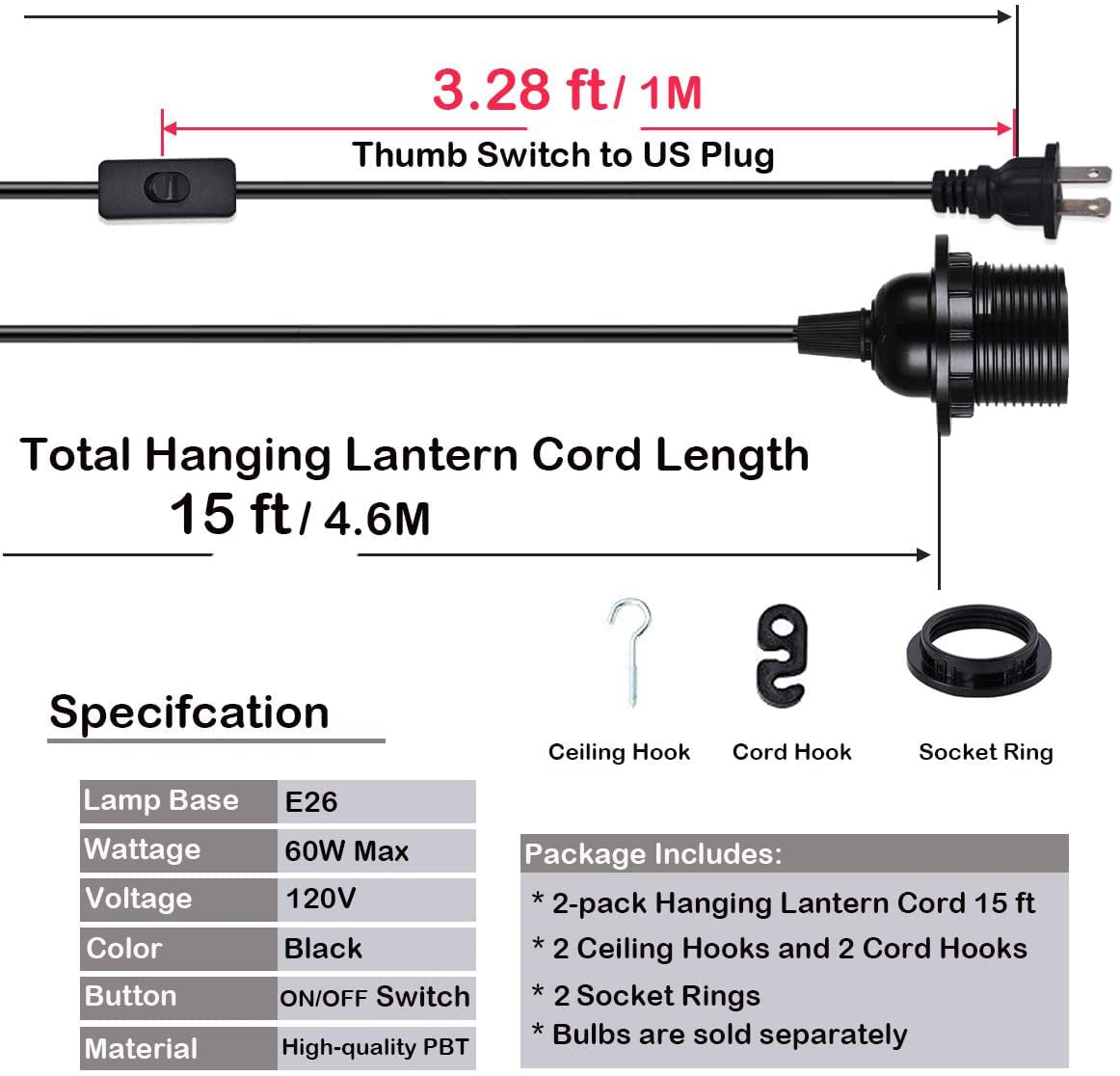 Oyezvary LOZ0331L01 Light-Fixture-Extension-Cords - View #2