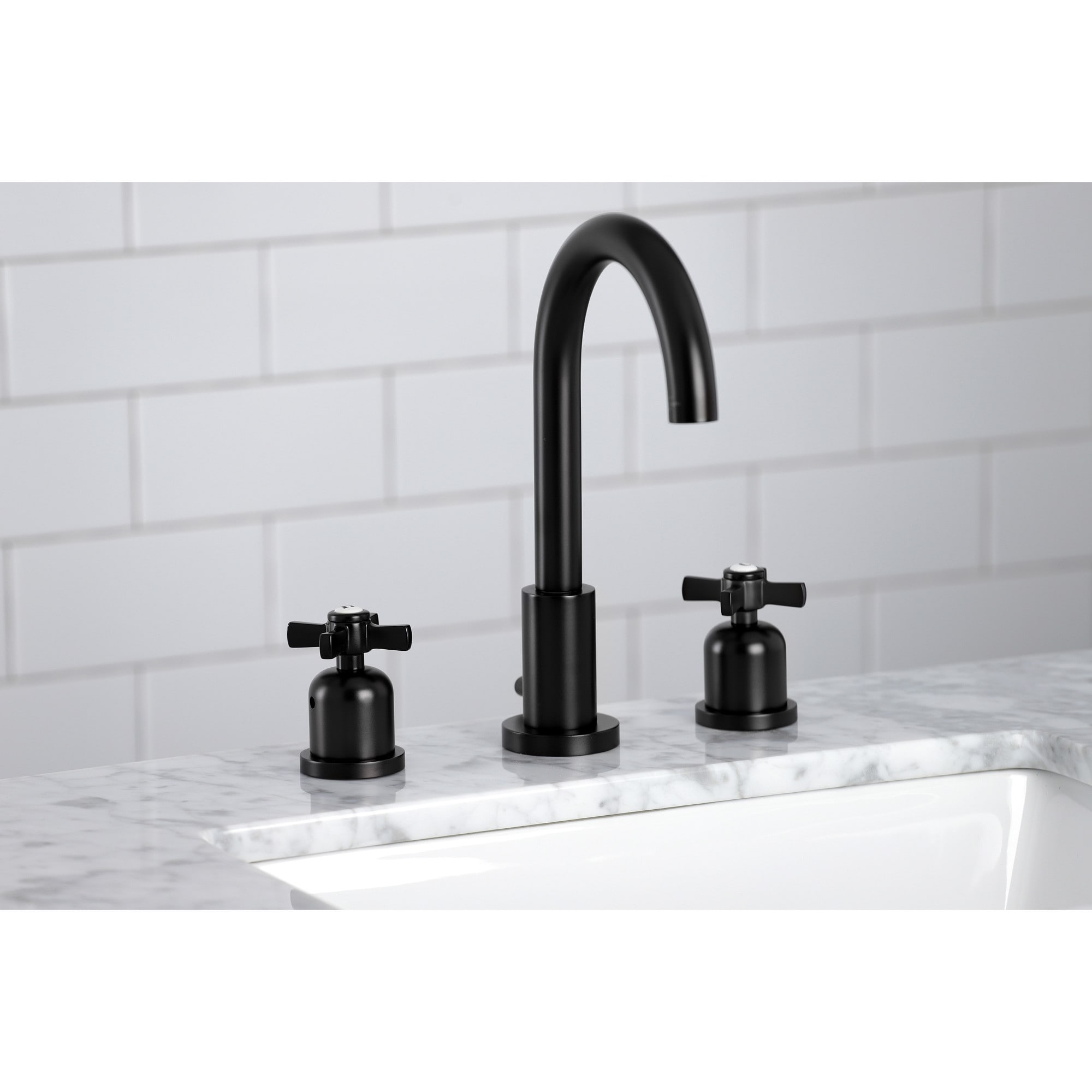 Kingston Brass WLFSC8920ZX Millennium Matte black Widespread 2-handle High-arc Residential Handle Bathroom Sink Faucet with Drain