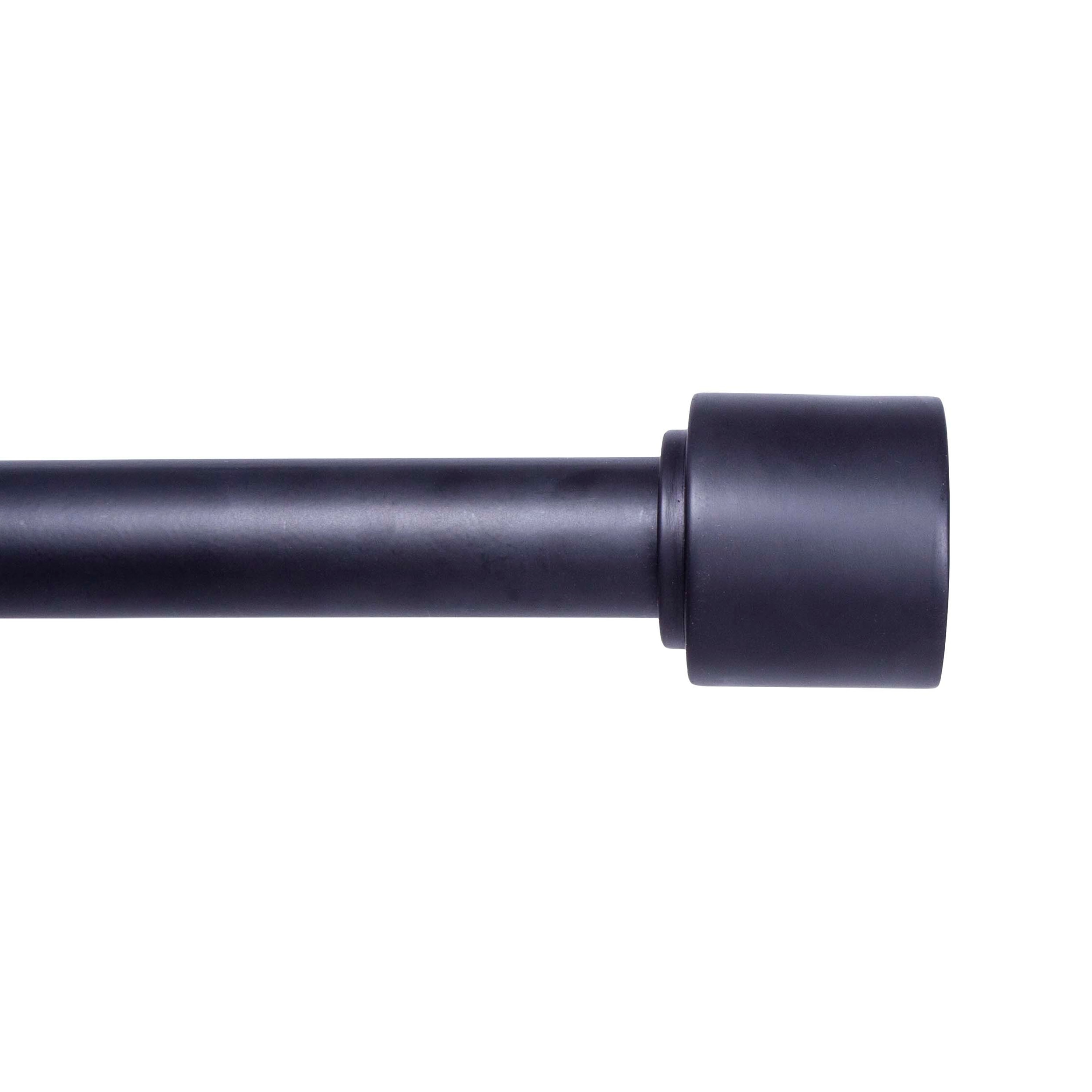 Kenney KNM85964 Astrid 36-in to 66-in Black Steel Single curtain rod with Finials