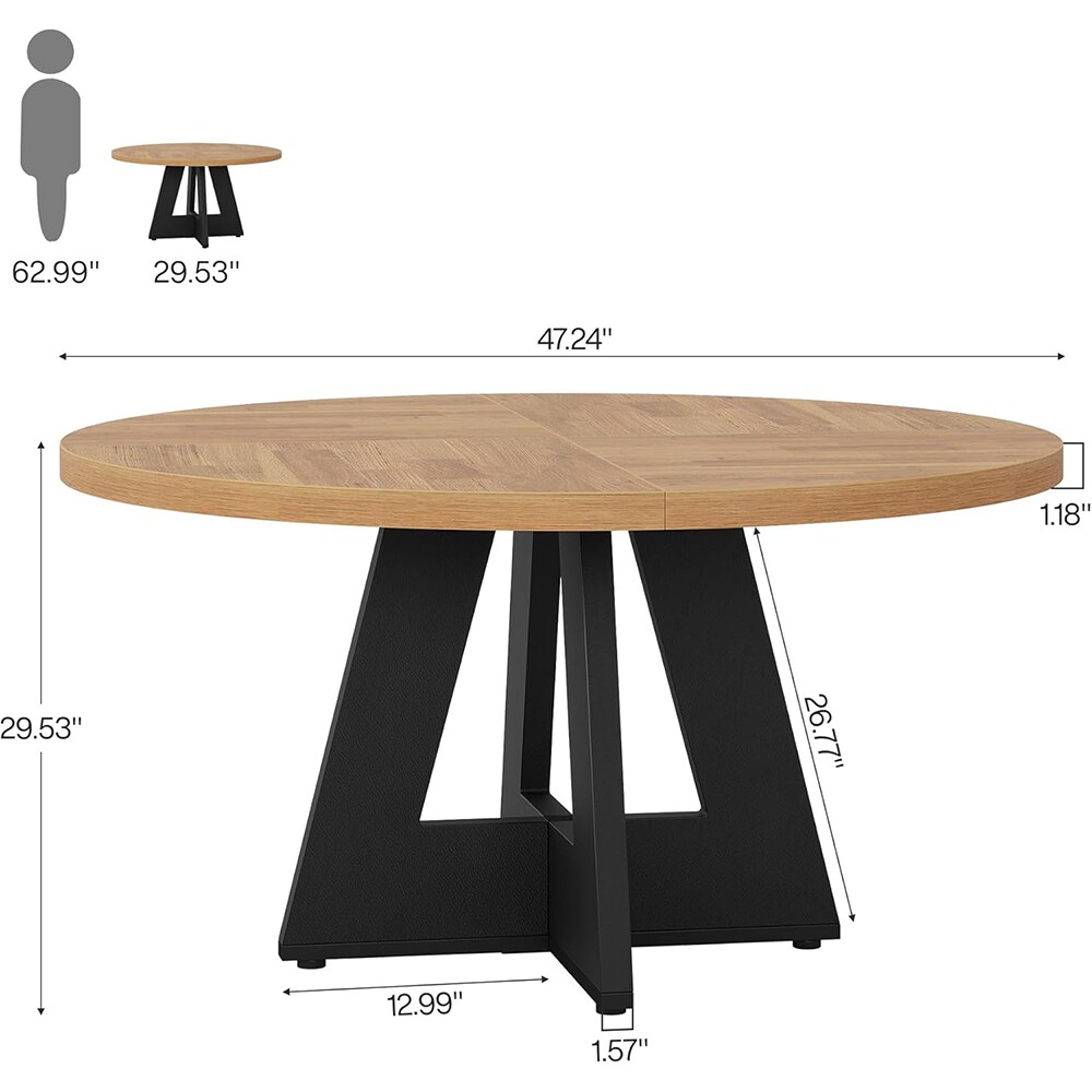 Tribesigns 47 inches Round Dining Table Wood Kitchen Table for Dining ...
