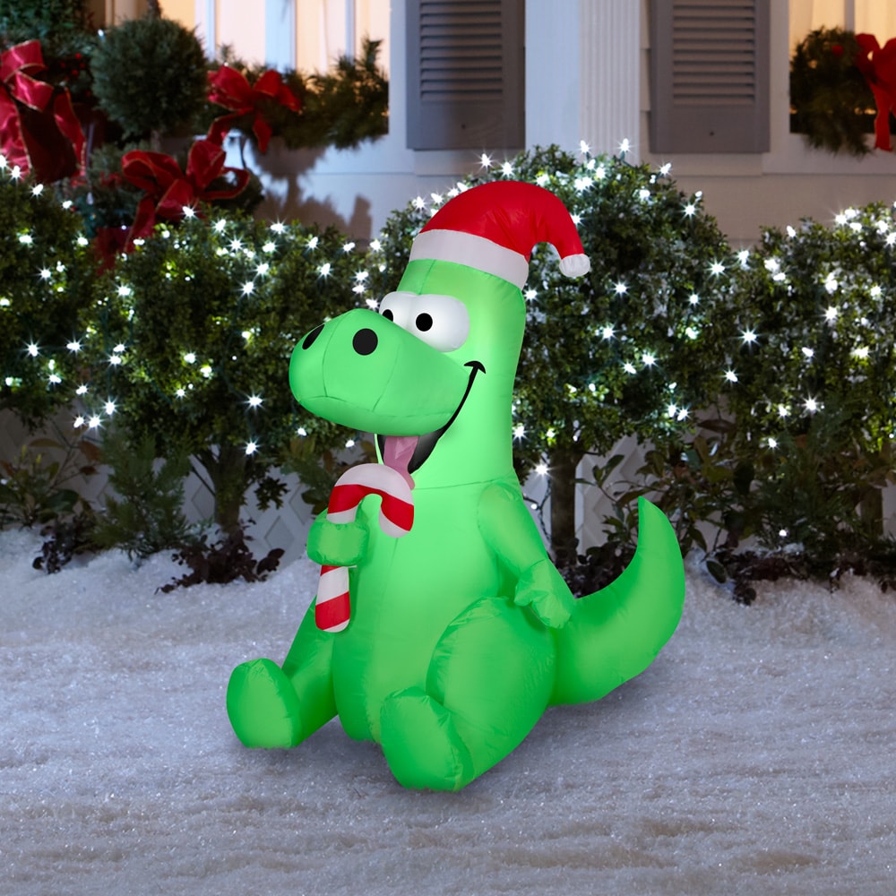Holiday Living 3.5-ft Lighted Dinosaur Christmas Inflatable at Lowes.com