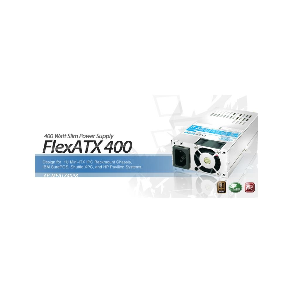  AS180640 Athena Computer Power AP-MFATX40P8 Athena 400W Flex ATX Power Supply