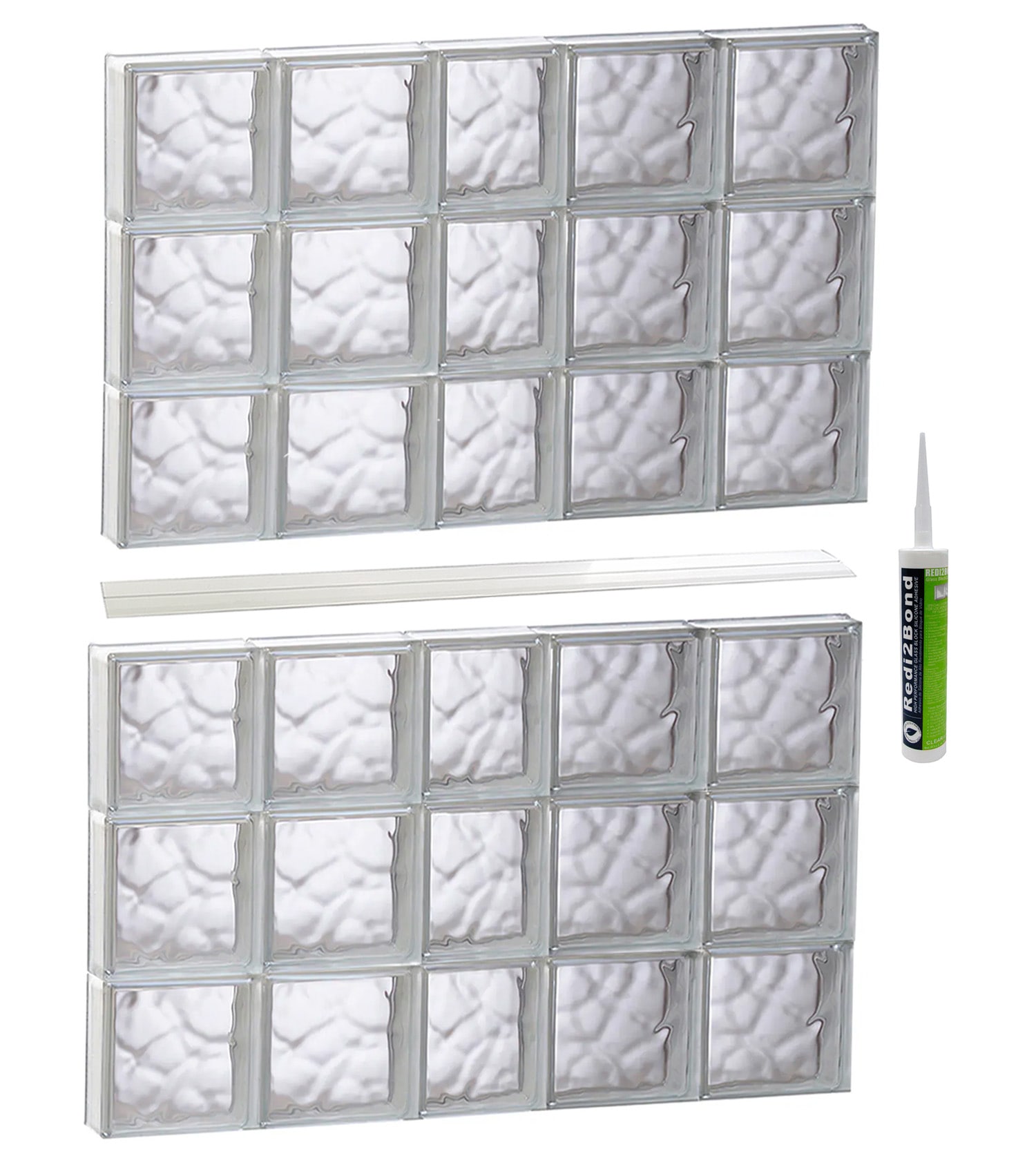 REDI2SET S3848DC Wavy Glass Frameless Replacement Glass Block Window