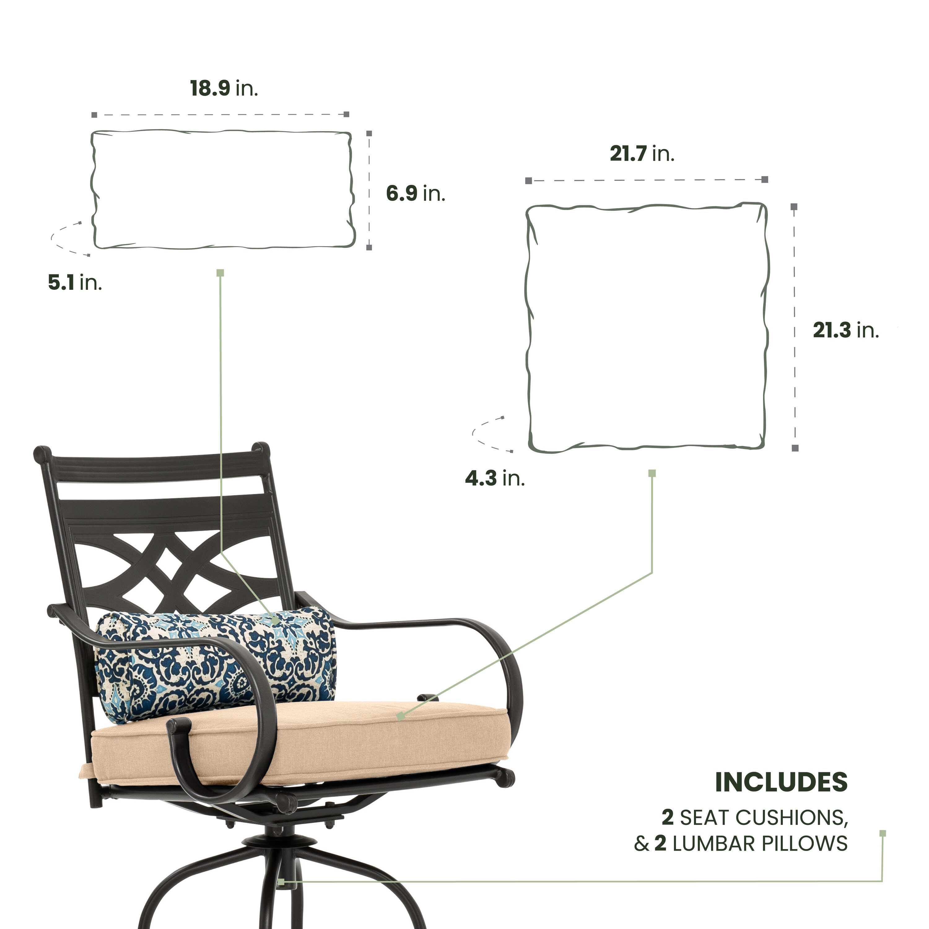 Hanover MCLR2PCCUSH-TAN Patio-Furniture-Cushions - View #3