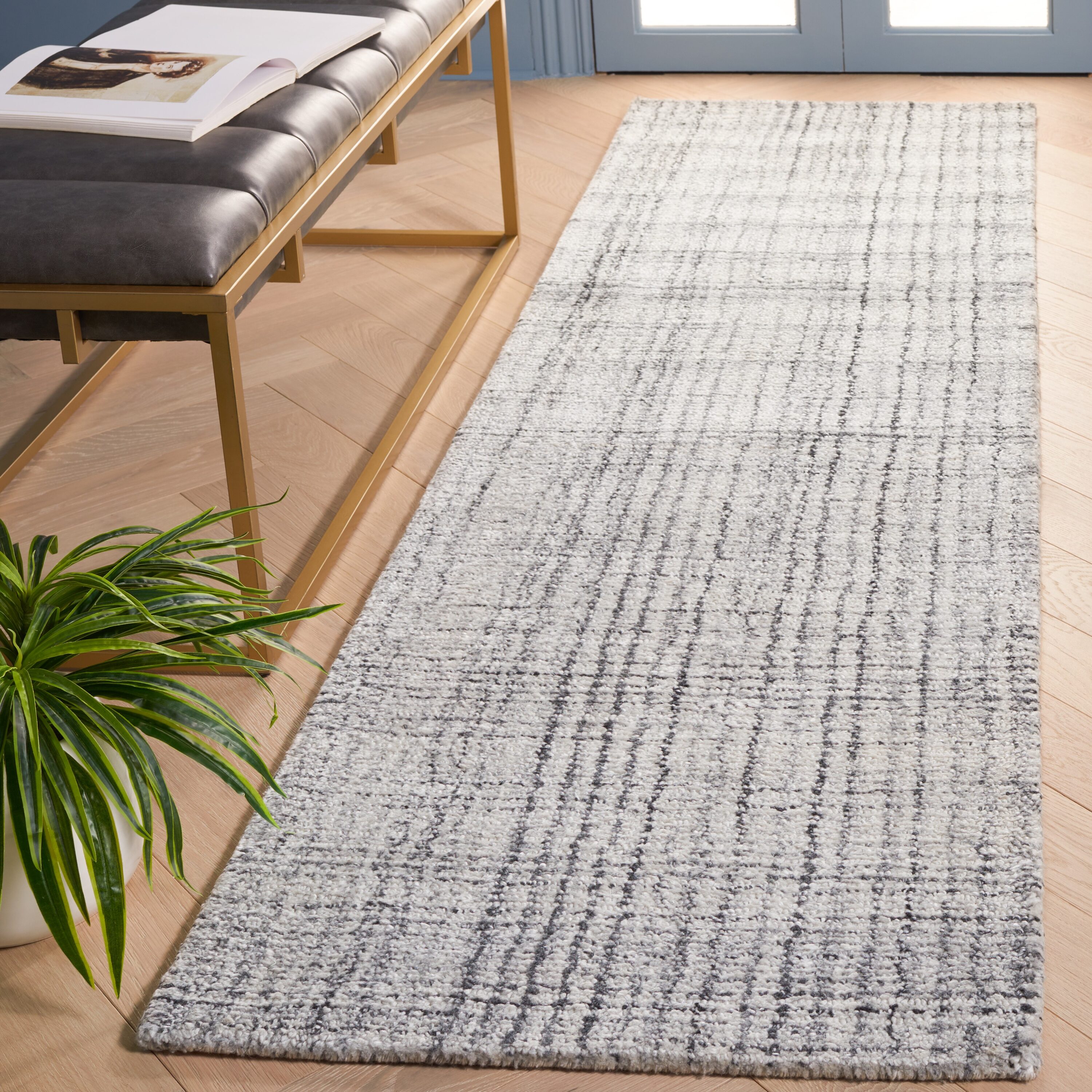  Abstract 150 Gray/Ivory Contemporary 2ft-3in x 8ft Runner Rug