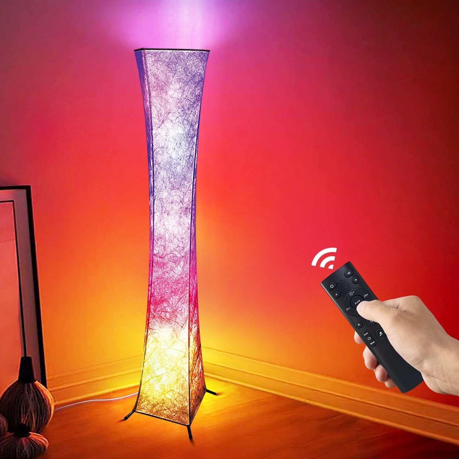 Slagawa - 2 Pack Smart RGB LED Floor Lamp with Music Sync and Remote Control 61 Inch Tall 16 Mil...