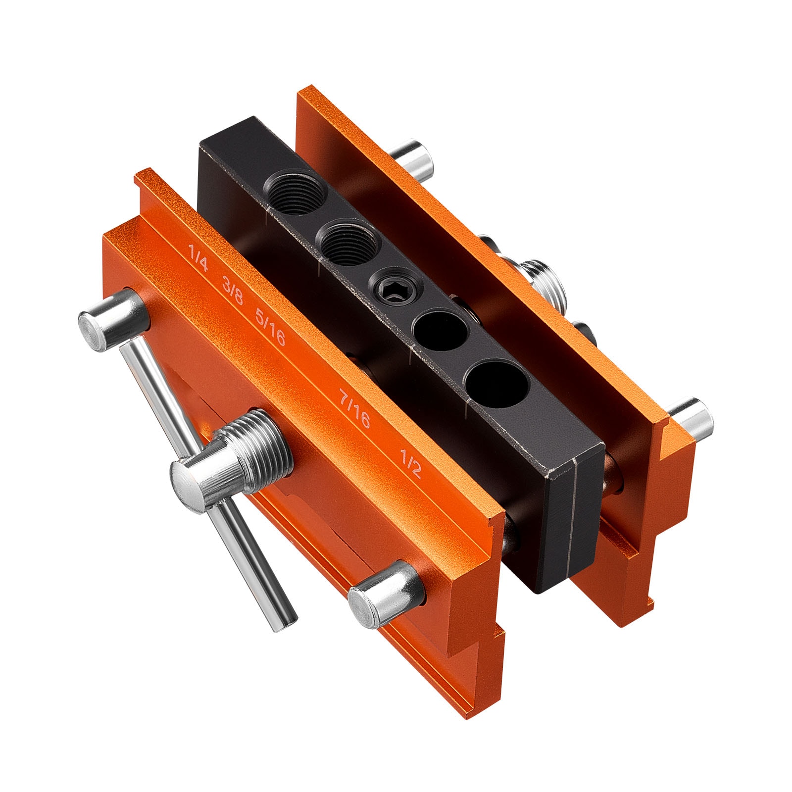 VEVOR Doweling Jig Kit  Self Centering Dowel Drill Jig for Straight Holes  Aluminum Alloy Woodworking Tools with 6 Drill Guide Bushings  Adjustable Width  for Wood Working  Drilling and Marking