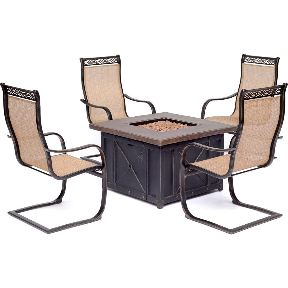 Hanover MON5PCSP4DFP Monaco 5-Piece Patio Conversation Set with Tan Cushions