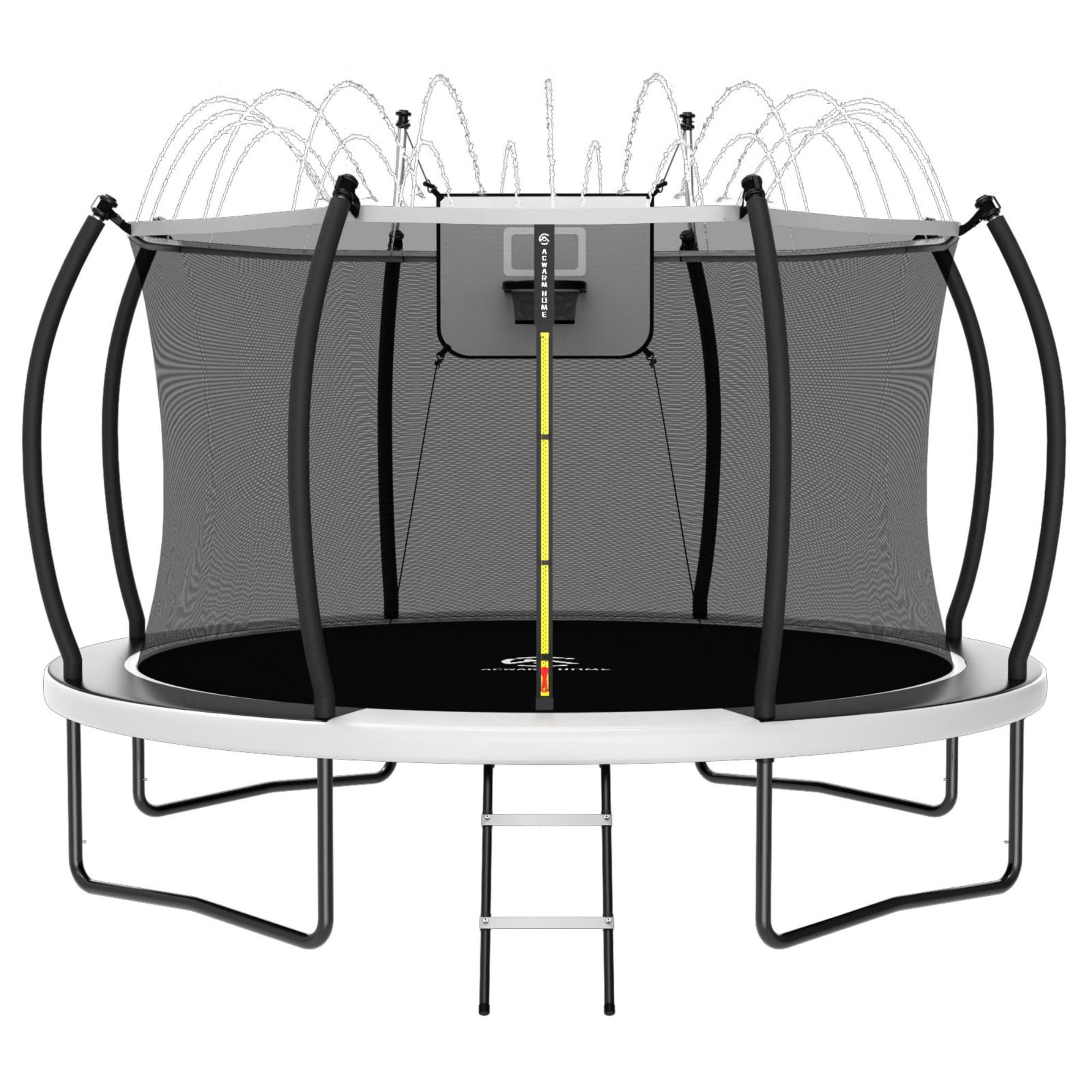 Jumpfly 2026 Upgraded 10FT 1500lbs Tranpoline for Kids and Adults with Light Sprinkler Basketball Hoop  Ladder and Safety Net  ASTM Approved Tranpoline Light Green