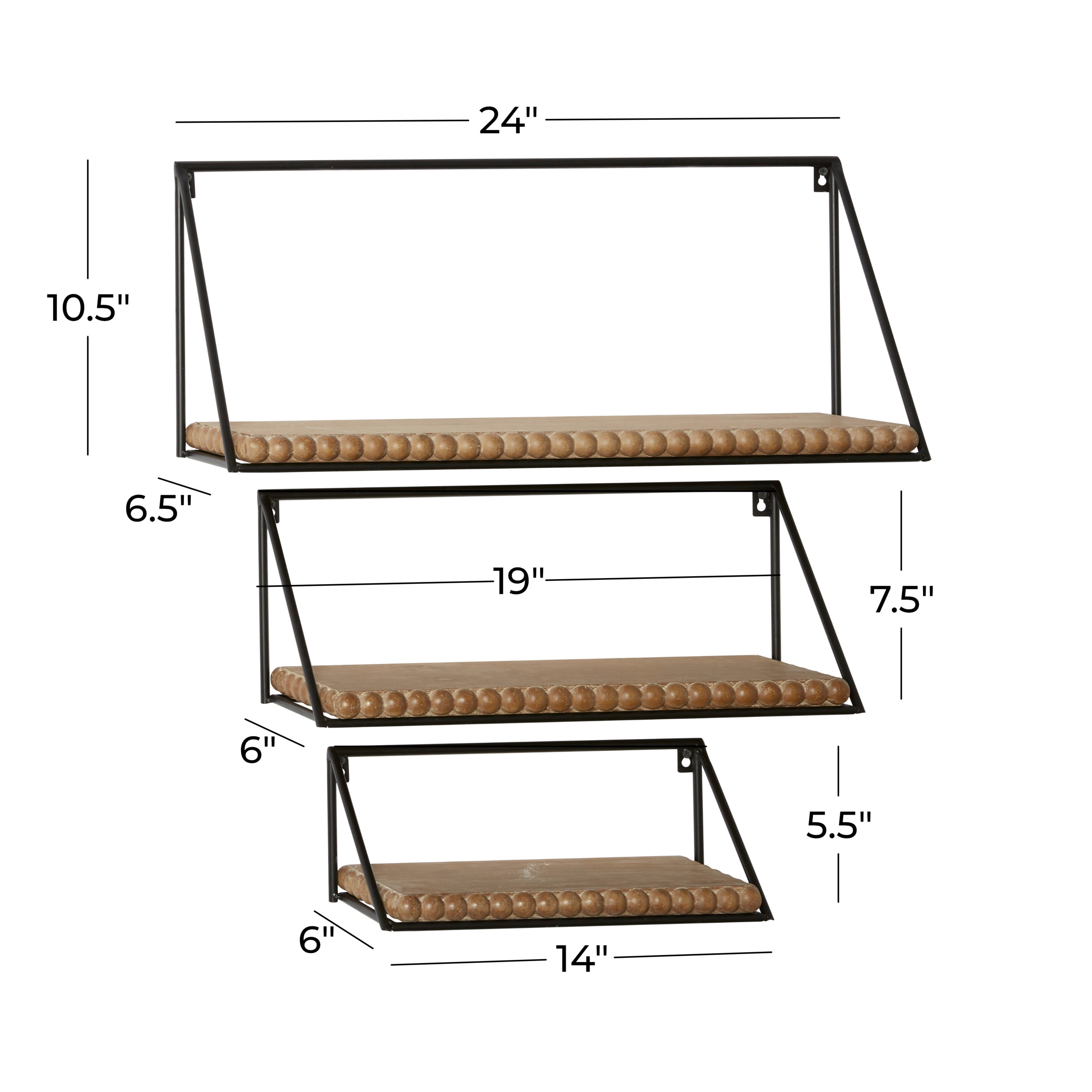 Sleek Black Floating Wall Shelf Trio for Modern Living Spaces