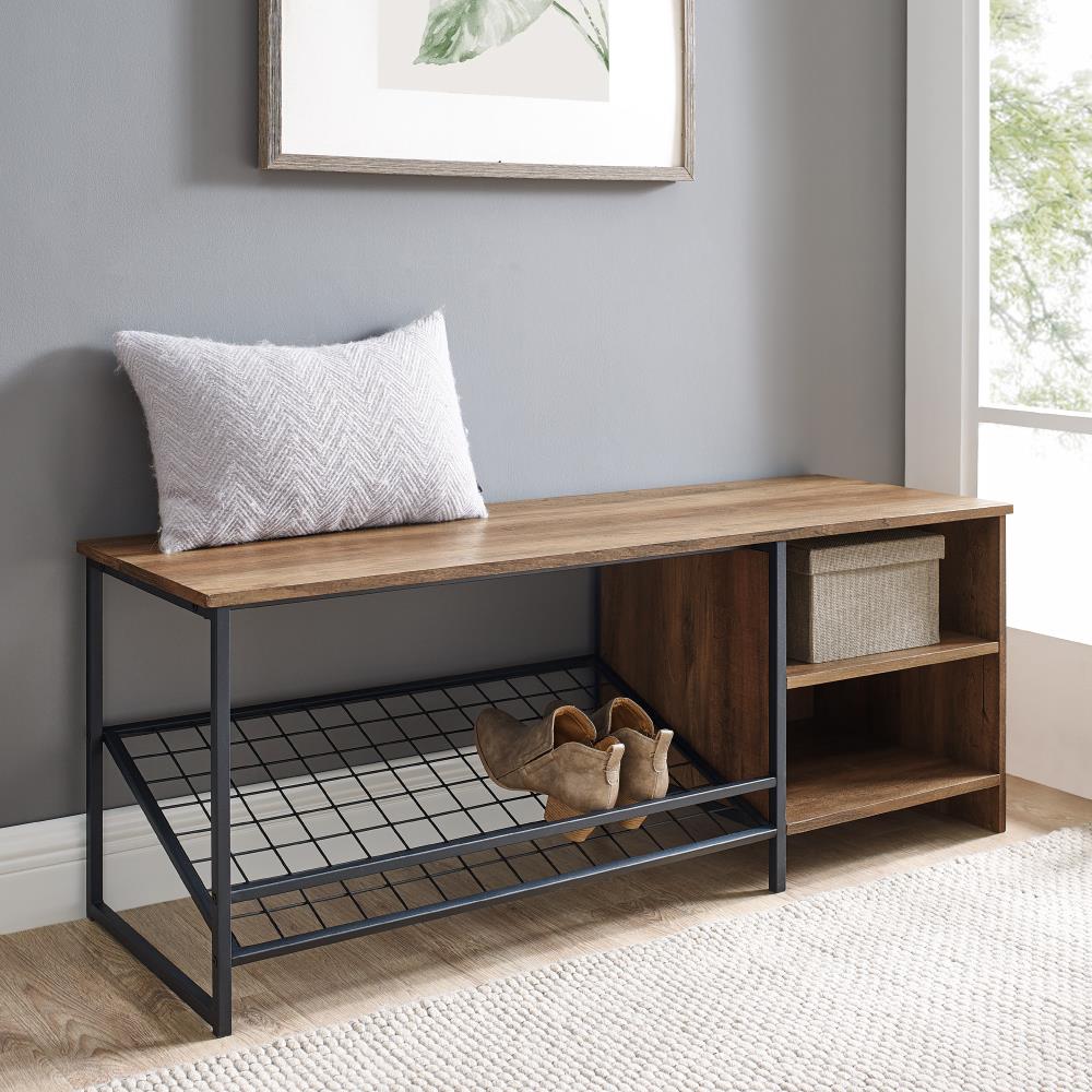 Industrial Rustic Oak Accent Bench at Lowes.com