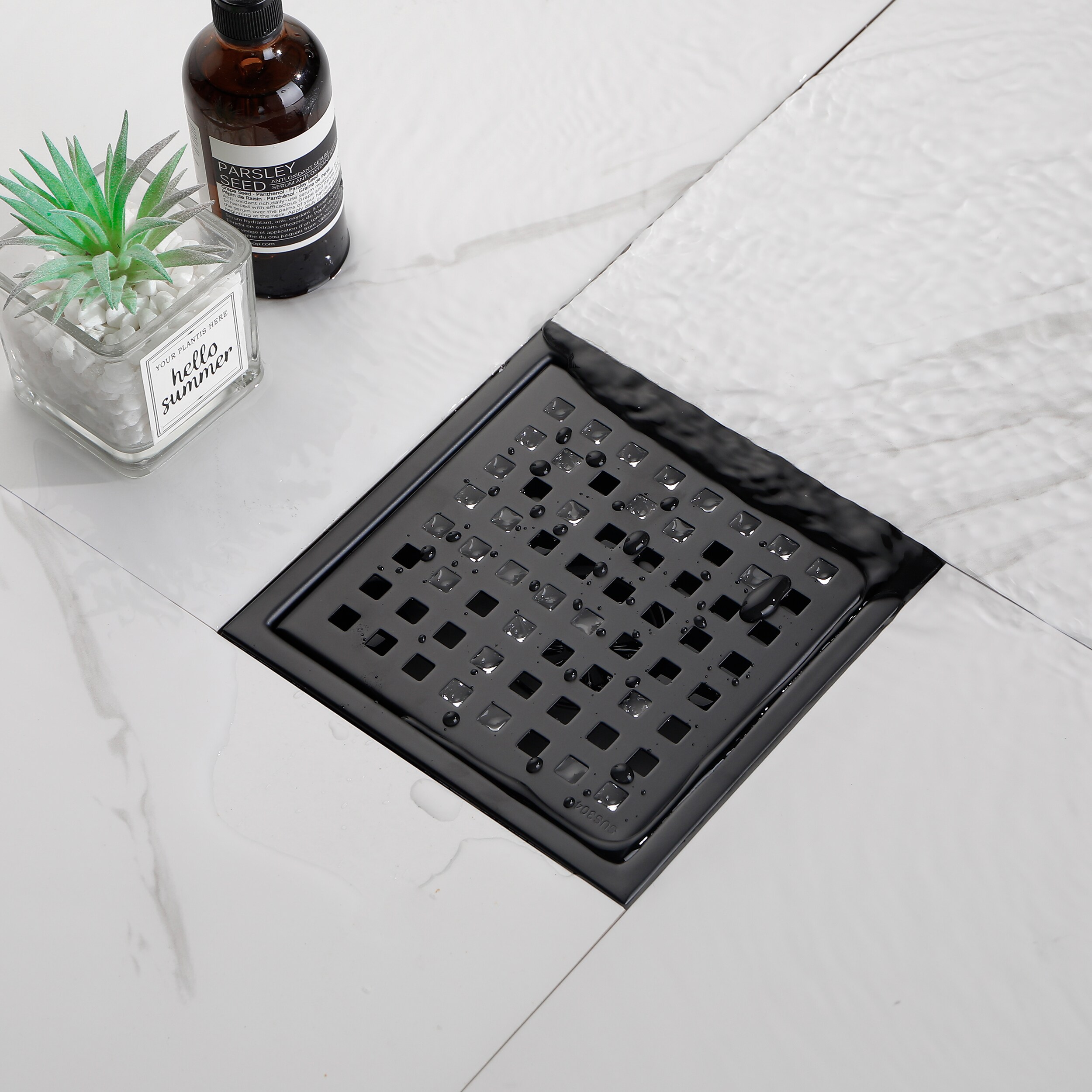 Utopia 4niture 6-in x 6-in Matte Black Stainless Steel Floor drain in ...