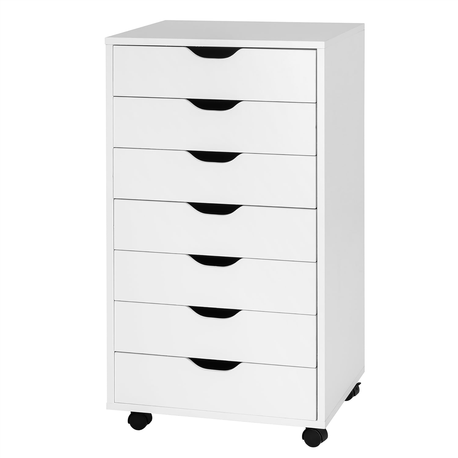 Costway  7 Drawer Chest Storage Dresser Floor Cabinet Organizer with Wheels White