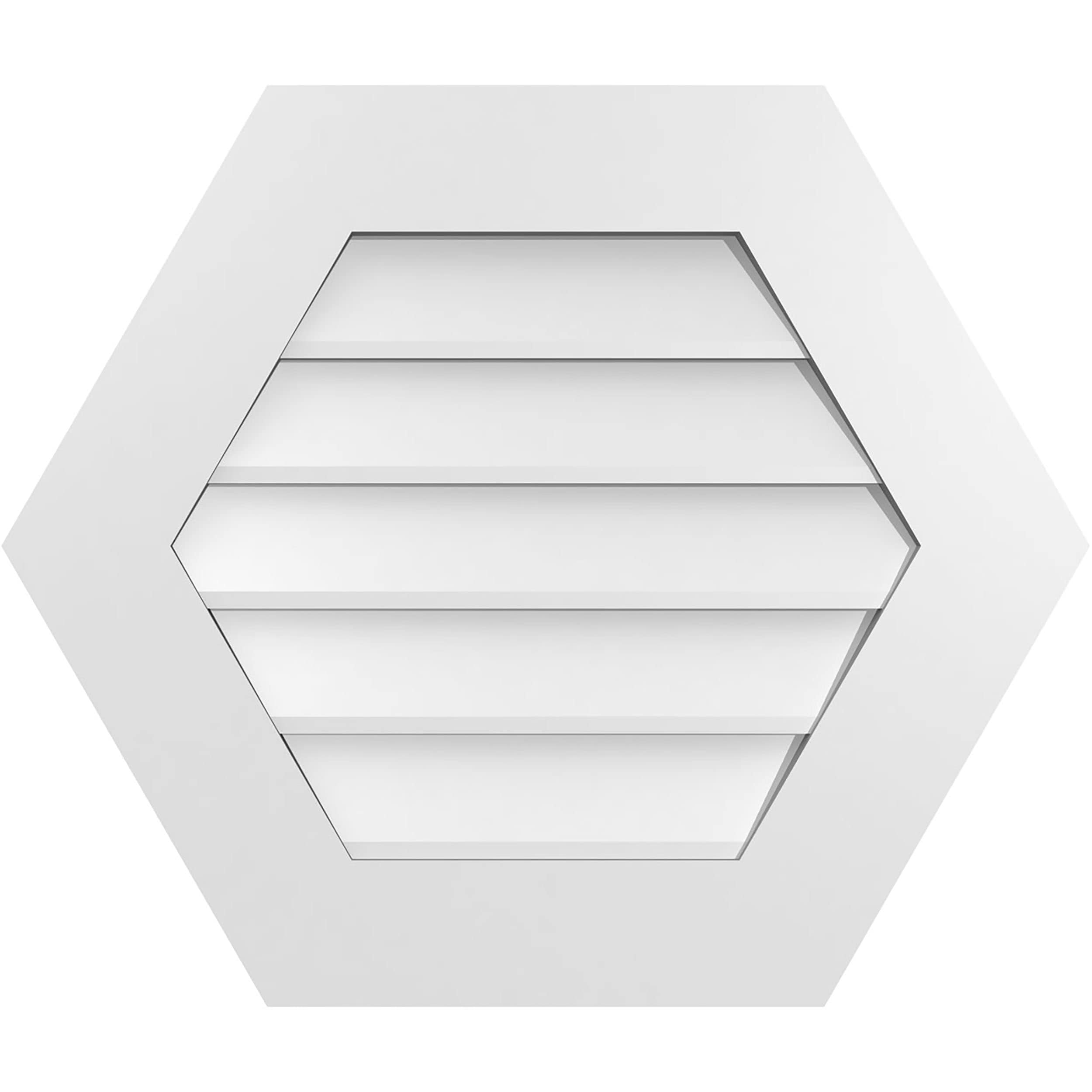 Ekena Millwork GVPHP26X2201SN 26-Inches x 22-Inches Off-white Peaked PVC Gable Louver Vent