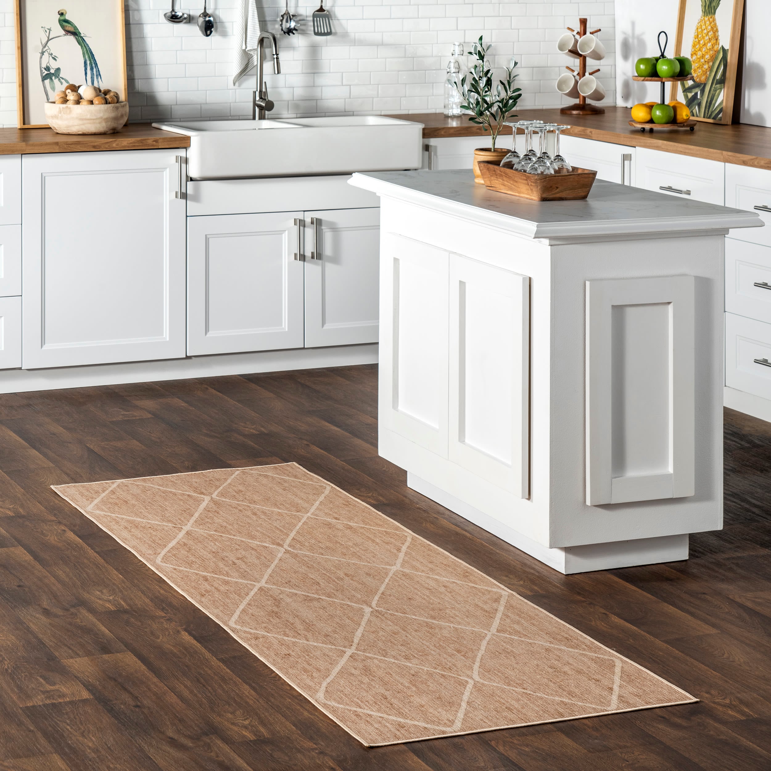 nuLOOM BIWL04A-2608 2 x 8 (ft) Loomed Polyester Ivory Rectangular Indoor Trellis Farmhouse/Cottage Machine washable Runner rug