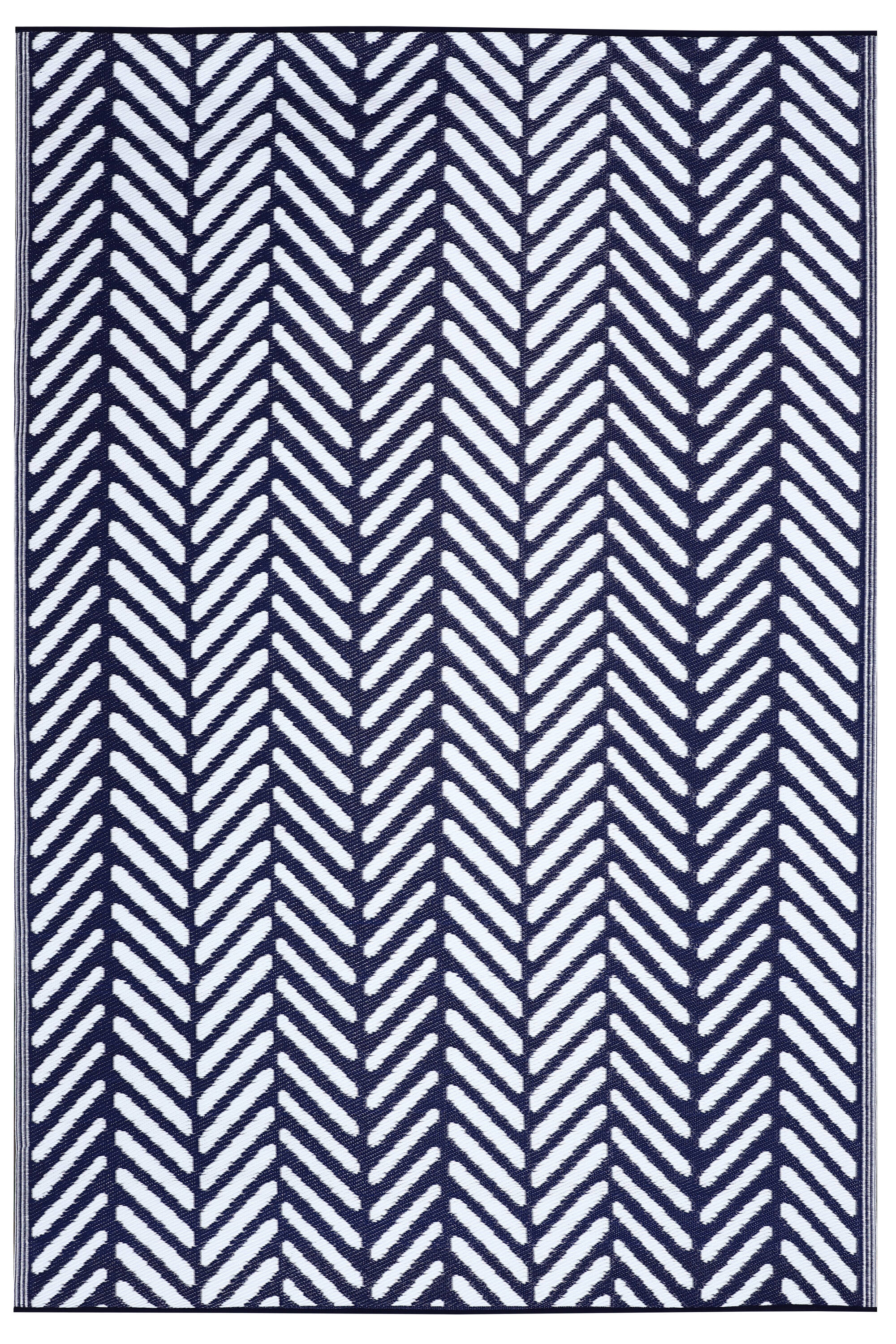 FH Home 657814893382 6 x 9 (ft) Flatweave Polypropylene Fresno - Navy Rectangular Indoor/Outdoor Chevron Mid-Century Modern Area rug