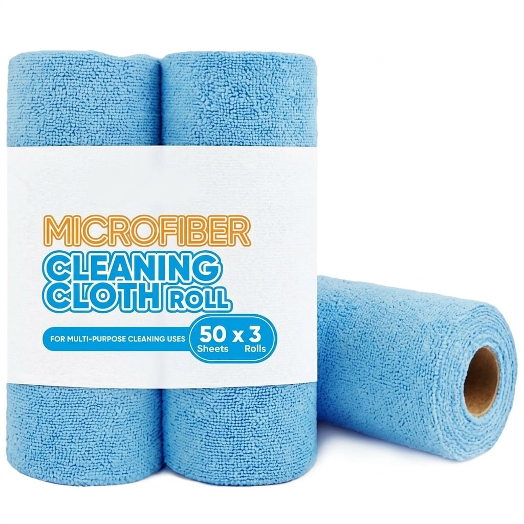LAIFUCAM  Microfiber Cleaning Cloth 150 Sheet Roll Lint Free Shop Towels Commercial Grade Washcloths for Car Detailing Garage Restaurant
