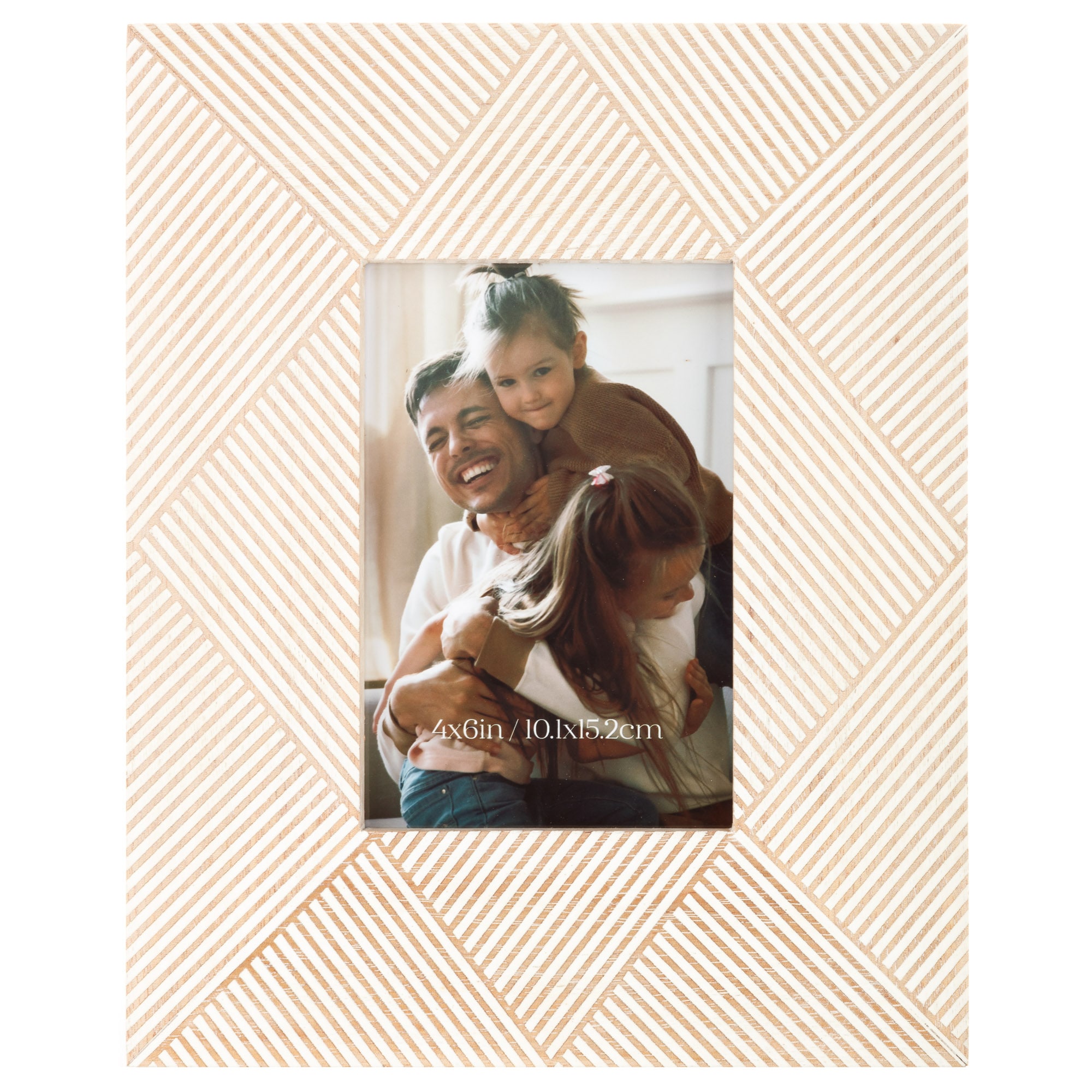 Origin 21 21FW1388 White and wood geometric pattern Wood ( 4-in x 6-in ) Picture frame