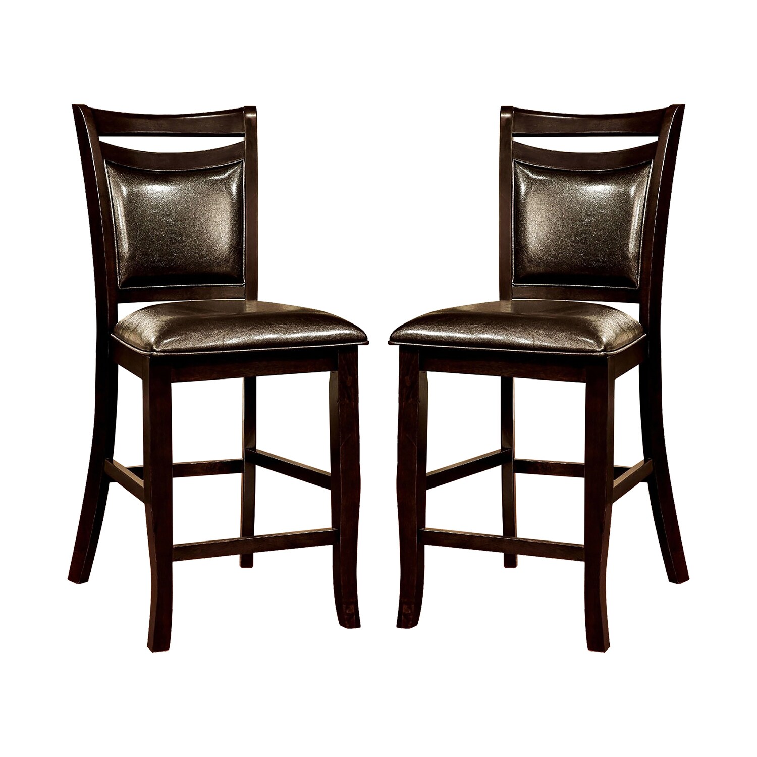 Simple Relax SR03CM3024PC-2PK 2 -Set Brown Faux Leather/Dark Cherry Stain 26.0-Inches H Counter height Square seat Upholstered Wood Bar Stool