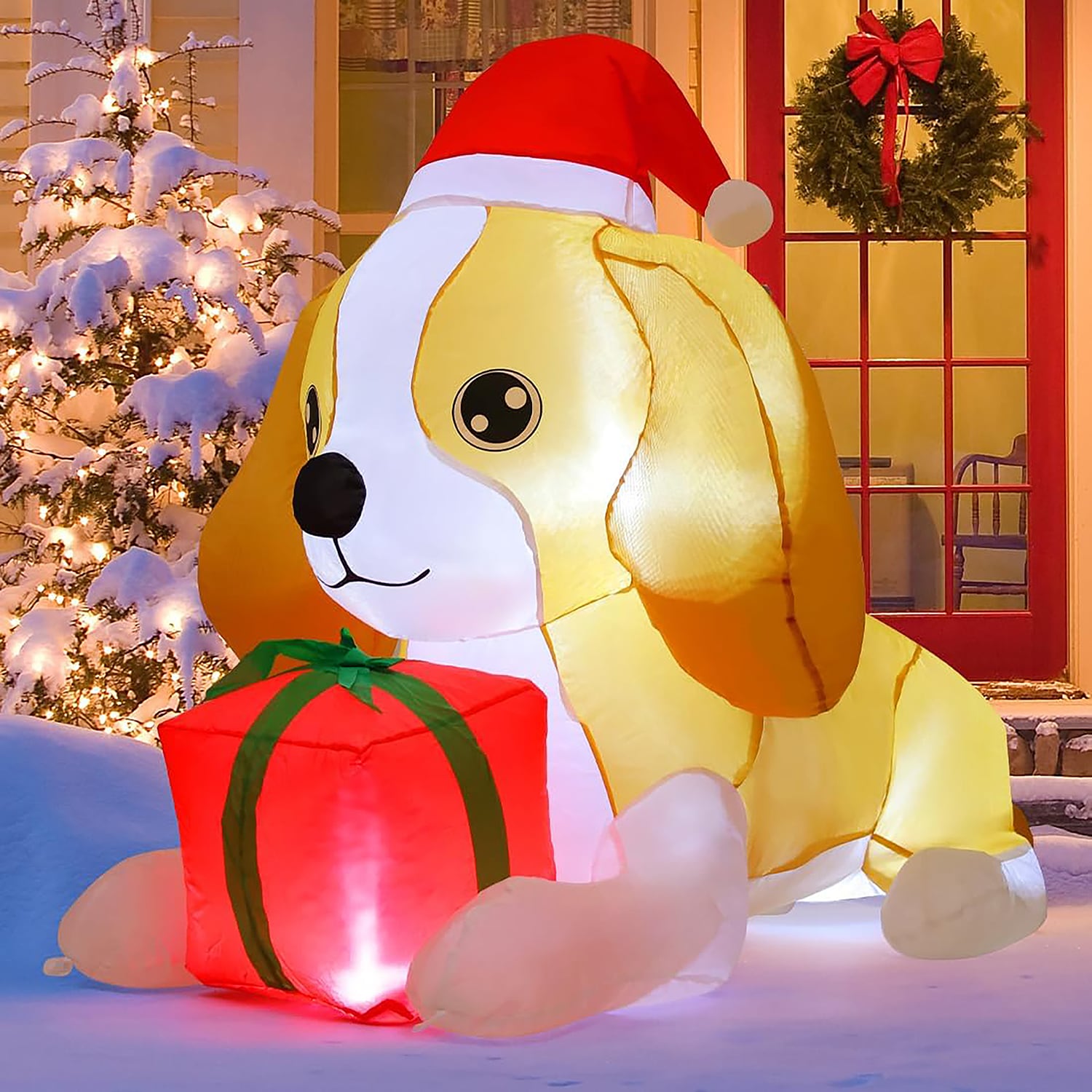 GOOSH 3.4-ft Lighted Dog Christmas Inflatable In The Christmas ...