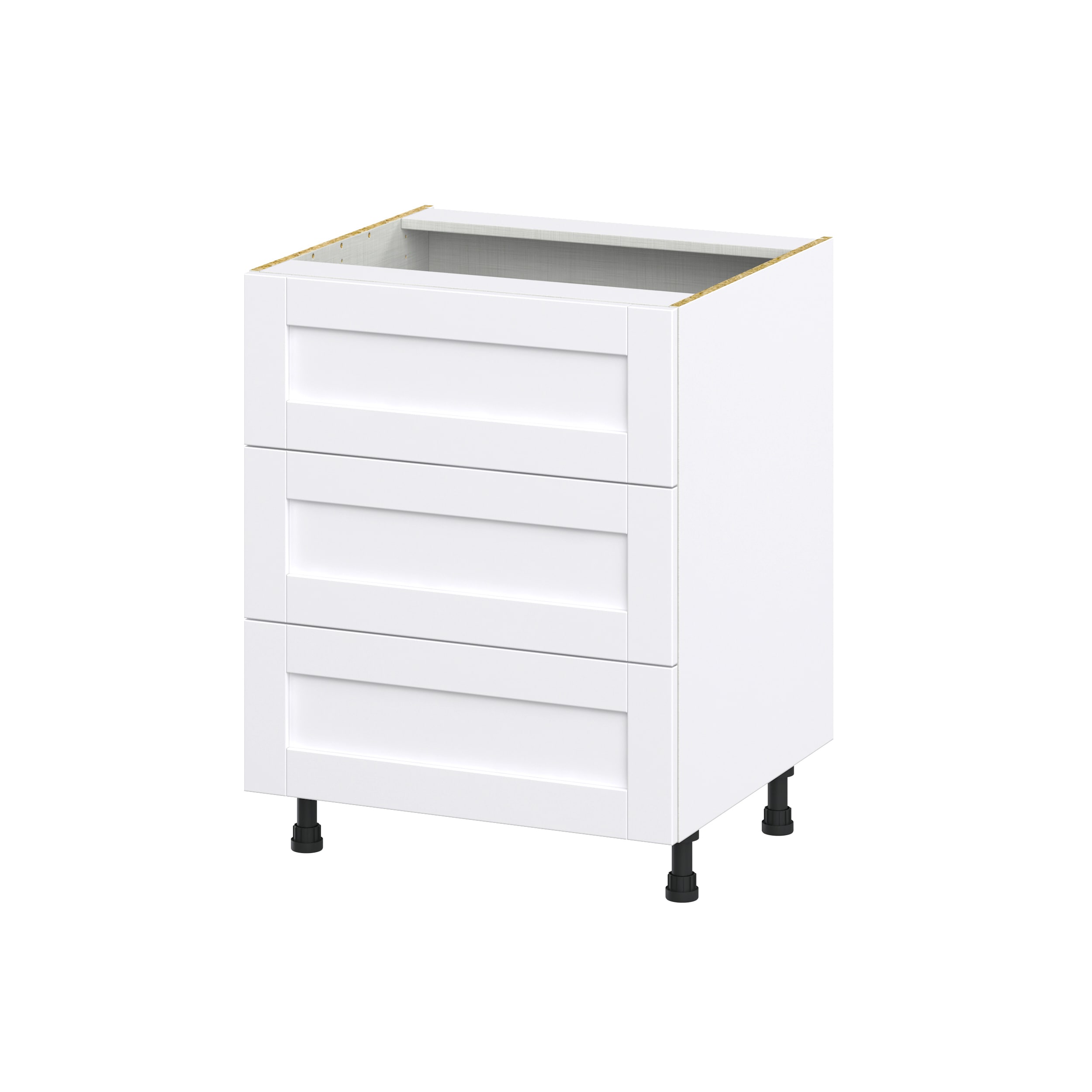Hugo&Borg DSB3DA27-RM Rosemont 27-in W x 34.5-in H x 24-in D Glacier White 3 -Drawers Drawer Base Fully assembled Cabinet (Recessed Panel Shaker)