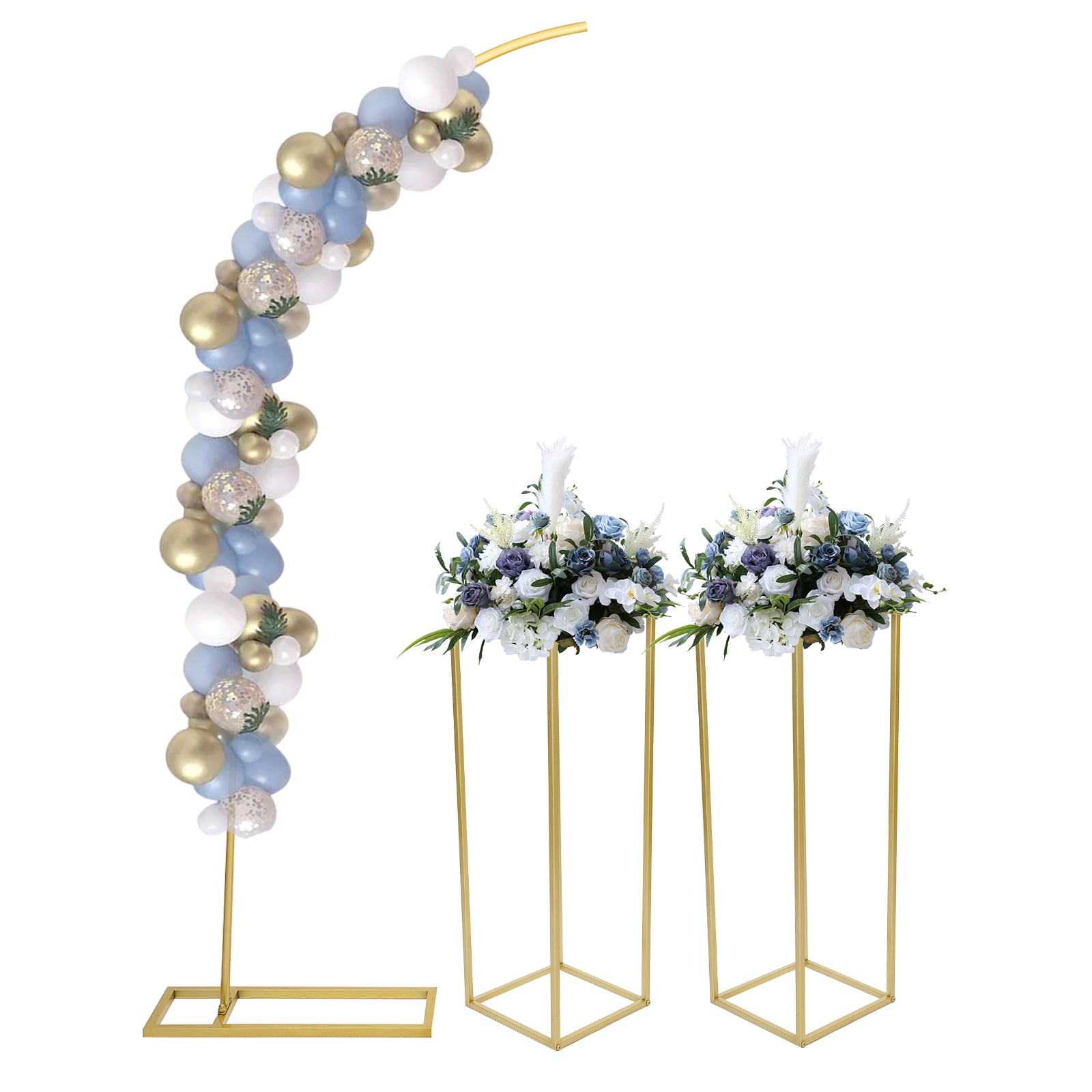 CNCEST YLJHJ7-000900 Wedding Party 78.7-Inches H x 44.88-Inches W Gold Arch Stand and 2-Stand Indoor/Outdoor Rectangular Steel Plant Stand
