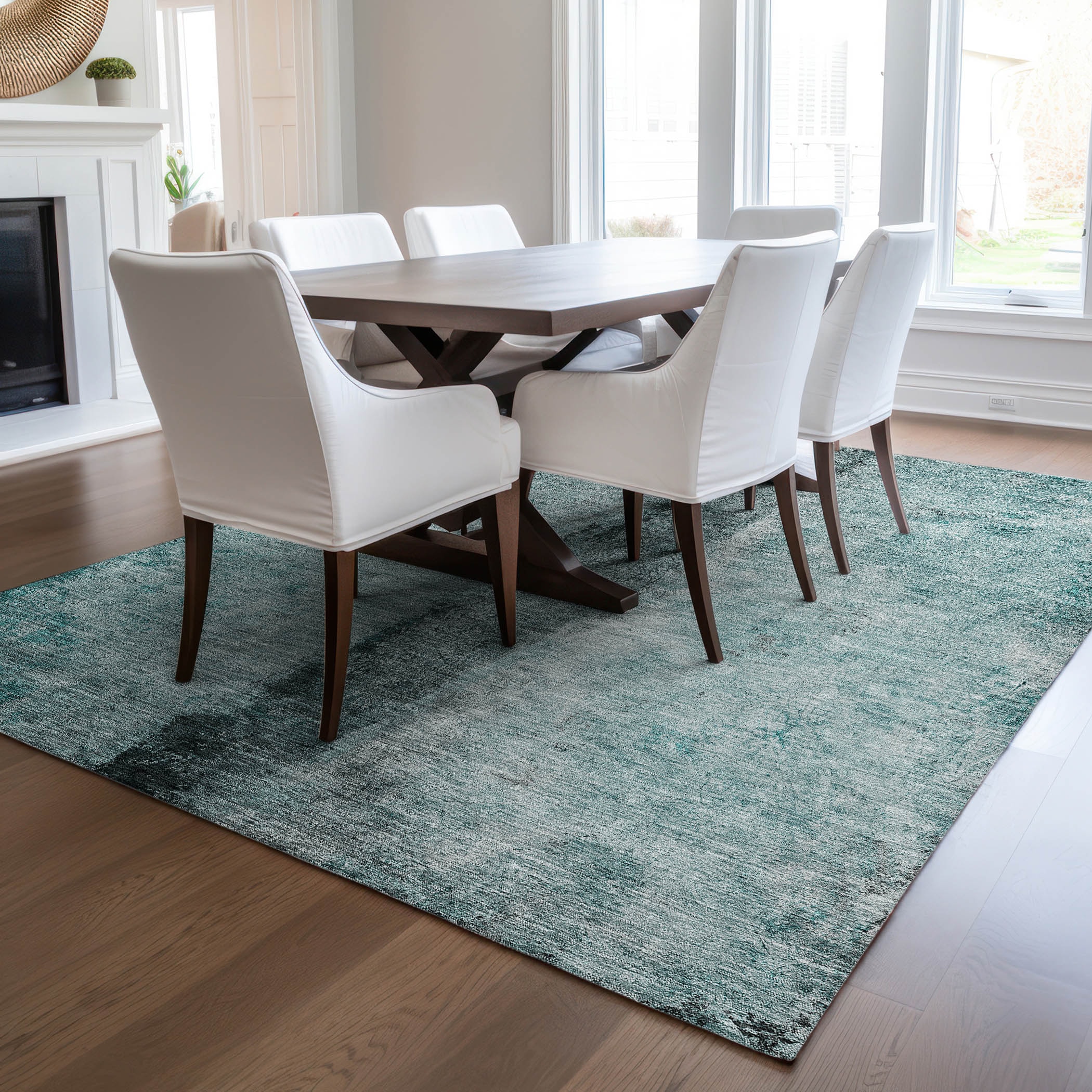 Addison Rugs ACN605TE8X10 Chantille ACN605TE 8 x 10 (ft) Polyester Teal Rectangular Indoor/Outdoor Abstract Machine washable Area rug