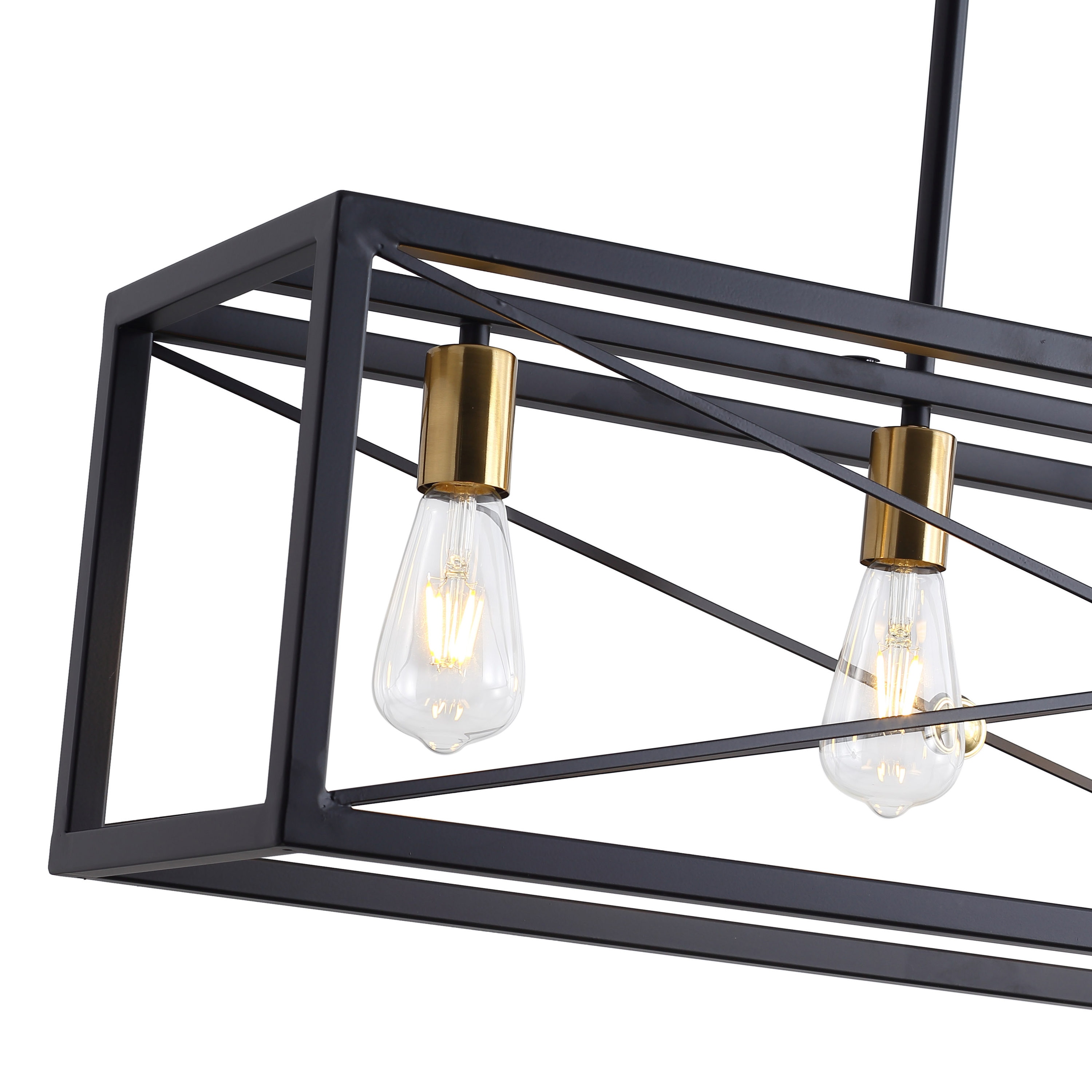 Matte Black Metal 4-Light Kitchen Island Pendant
