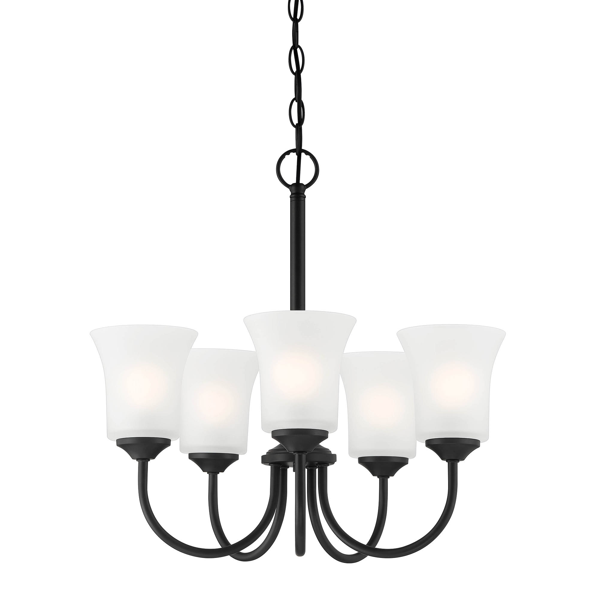 Bronson Brushed Nickel 5-Light Chandelier with Frosted Glass Shades