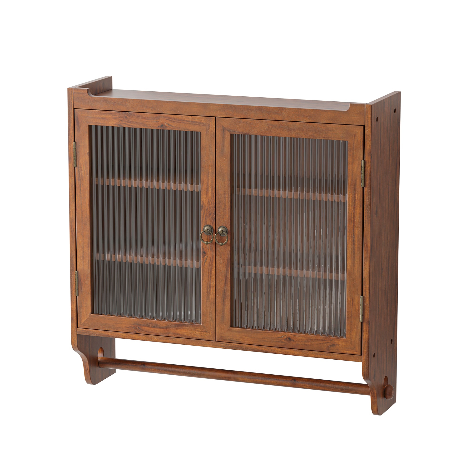 GZMR 24.8''Glass Door Vintage Double Door Wall Cabinet Contemporary/Modern Natural Wood Kitchen Hutch