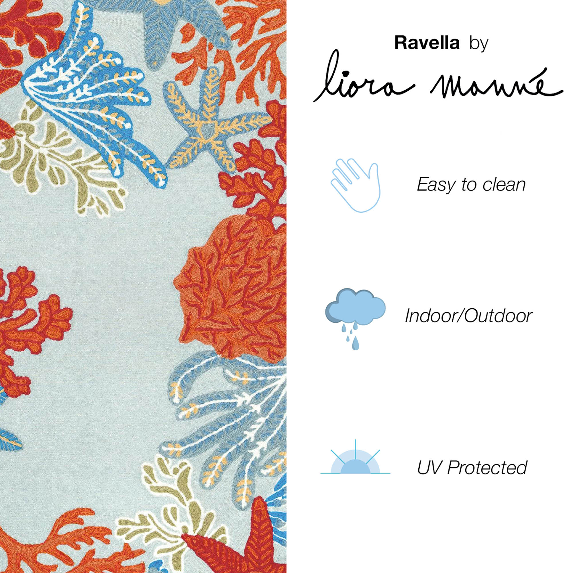 Hand-Tufted Rectangular Easy-Care Ocean Blue Rug 5' x 7'