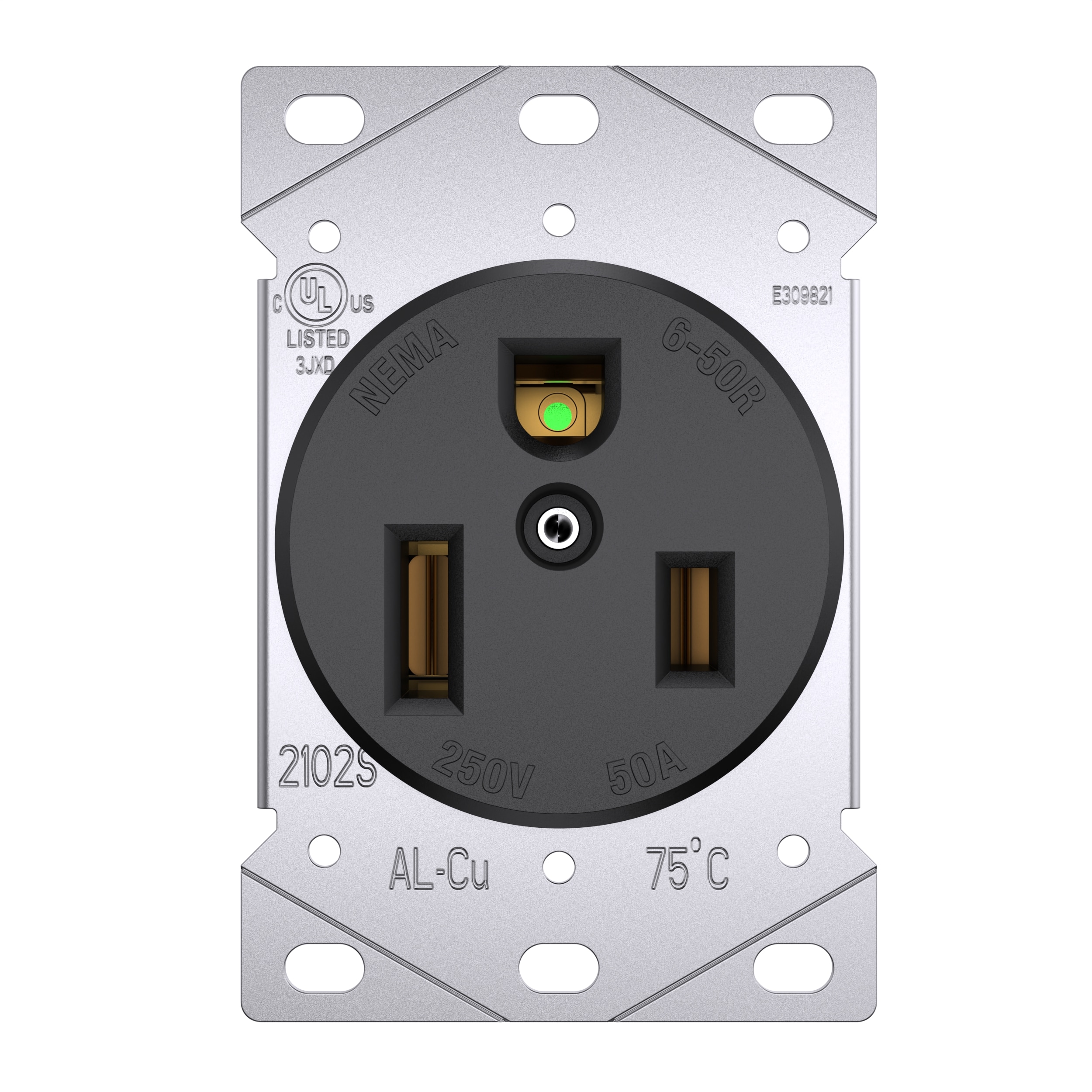 Utilitech 2102S 50 -Amp 250-volt Industrial Round Range power outlet Dual Type C , Black