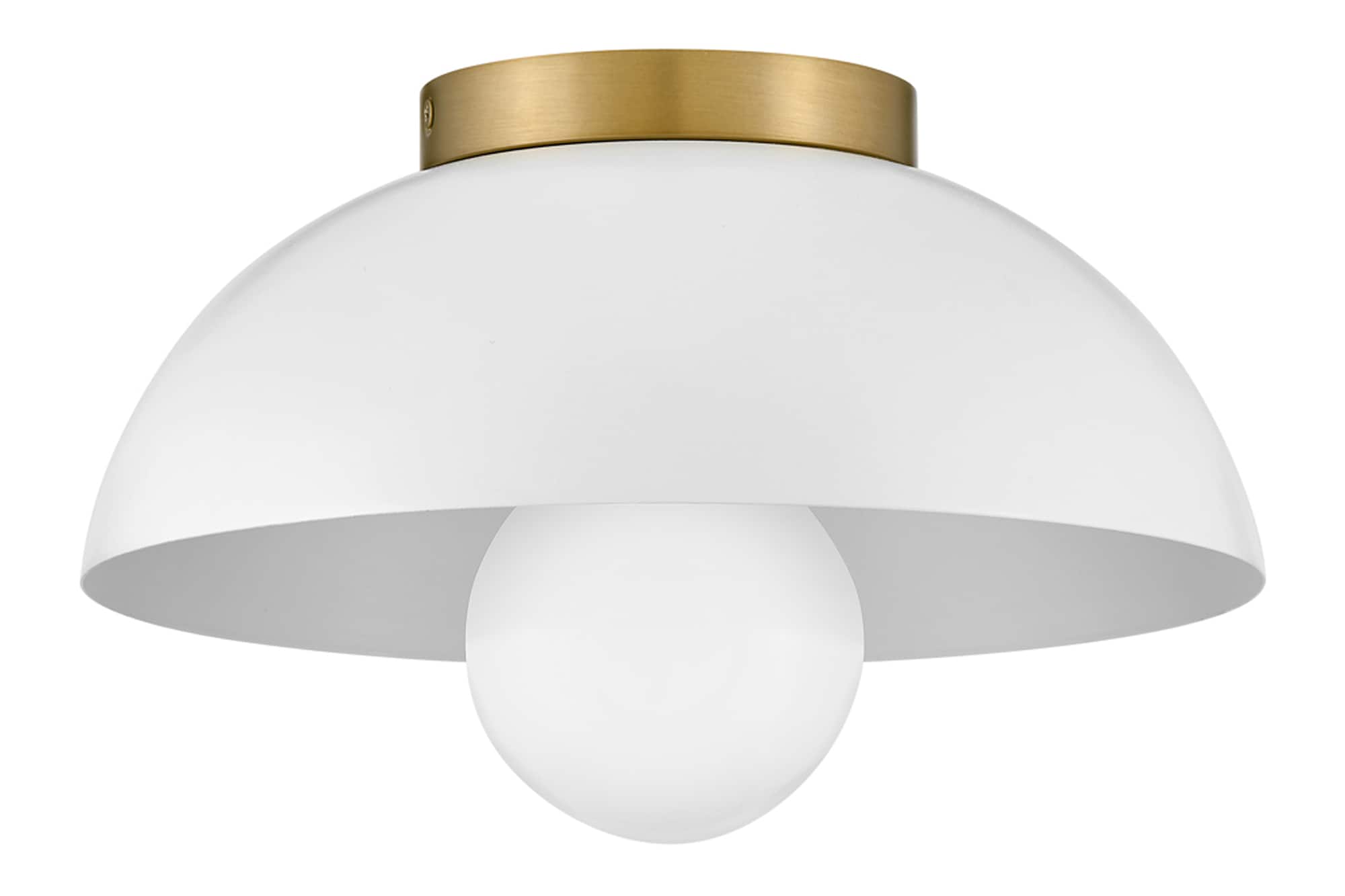 Matte White and Brass LED Globe Flush Mount
