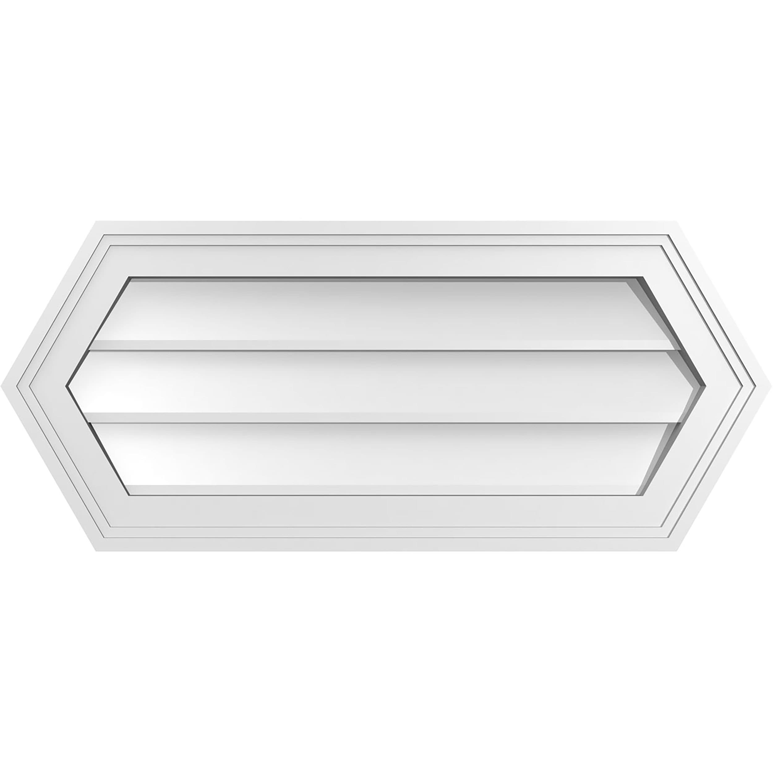 Ekena Millwork GVPHP28X1202SN 28-Inches x 12-Inches Off-white Peaked PVC Gable Louver Vent