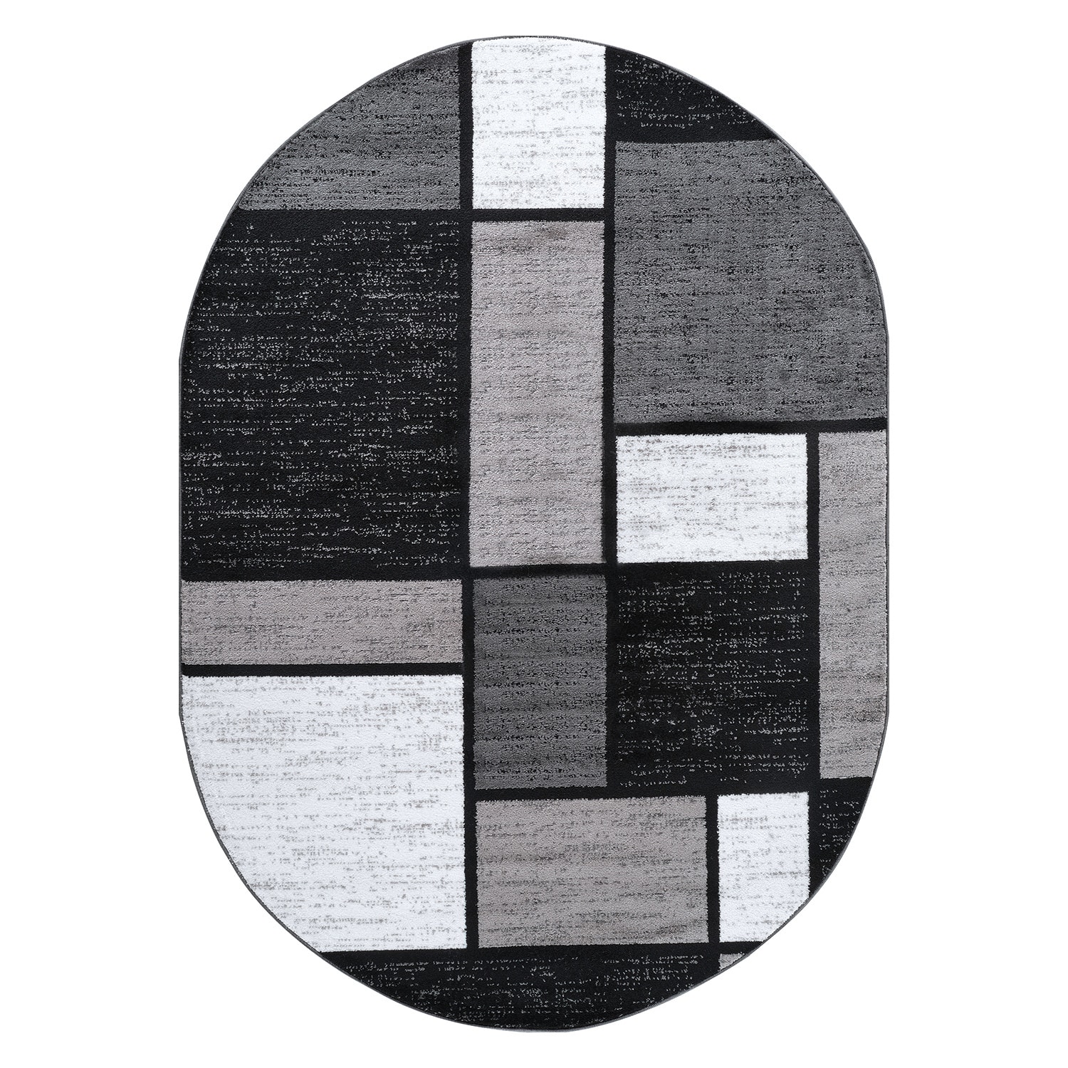World Rug Gallery 106GRAY5OV 5 x 7 (ft) Loomed Polypropylene Gray Oval Indoor Geometric Global Area rug