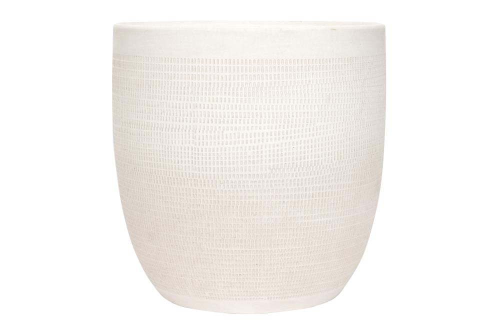 STORIED home DF1084 Round 12.0-in W x 12.25-in H x 12-in D White Stone Planter