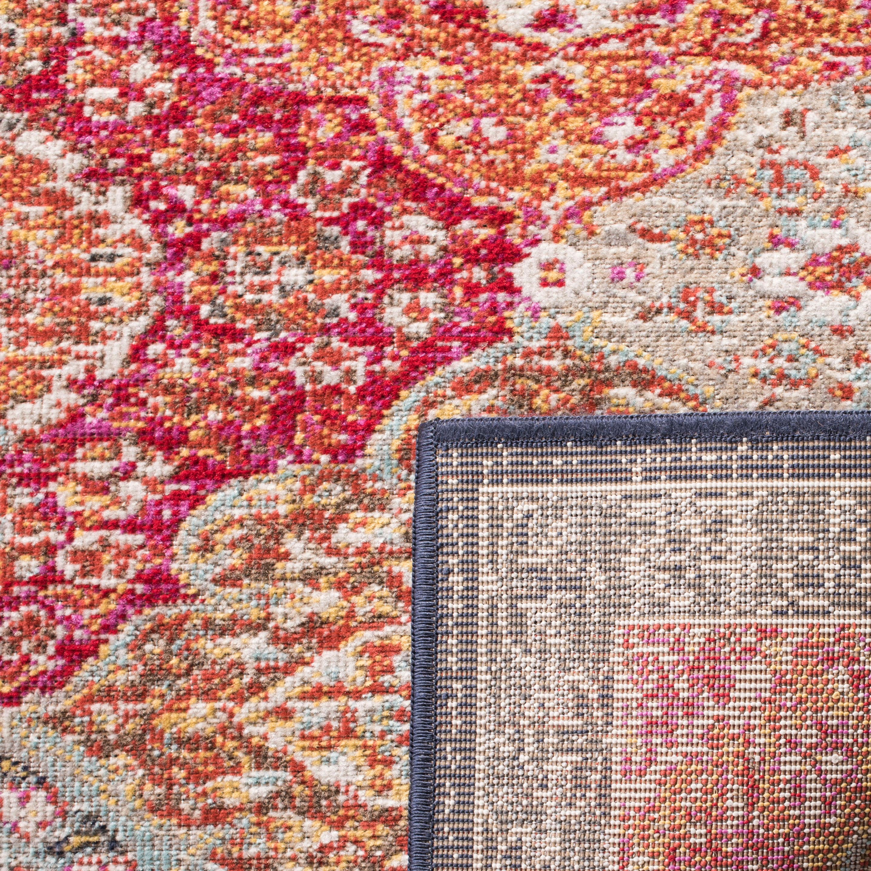 Reversible Red Synthetic Rectangular Easy-Care Area Rug, 3' x 5'