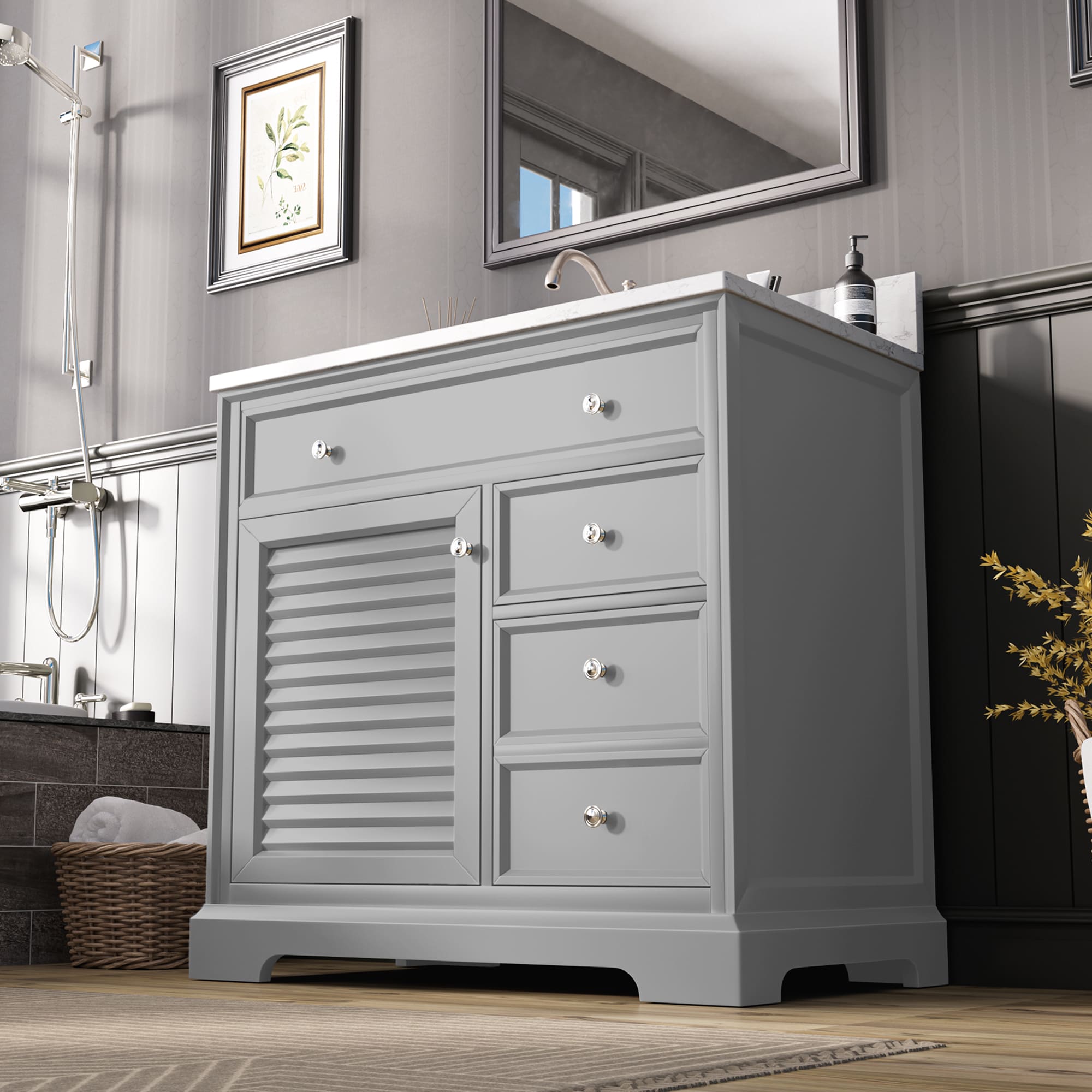 JEAREY JE-12FTTJWT-GR Bath-Vanity-Combo - View #4