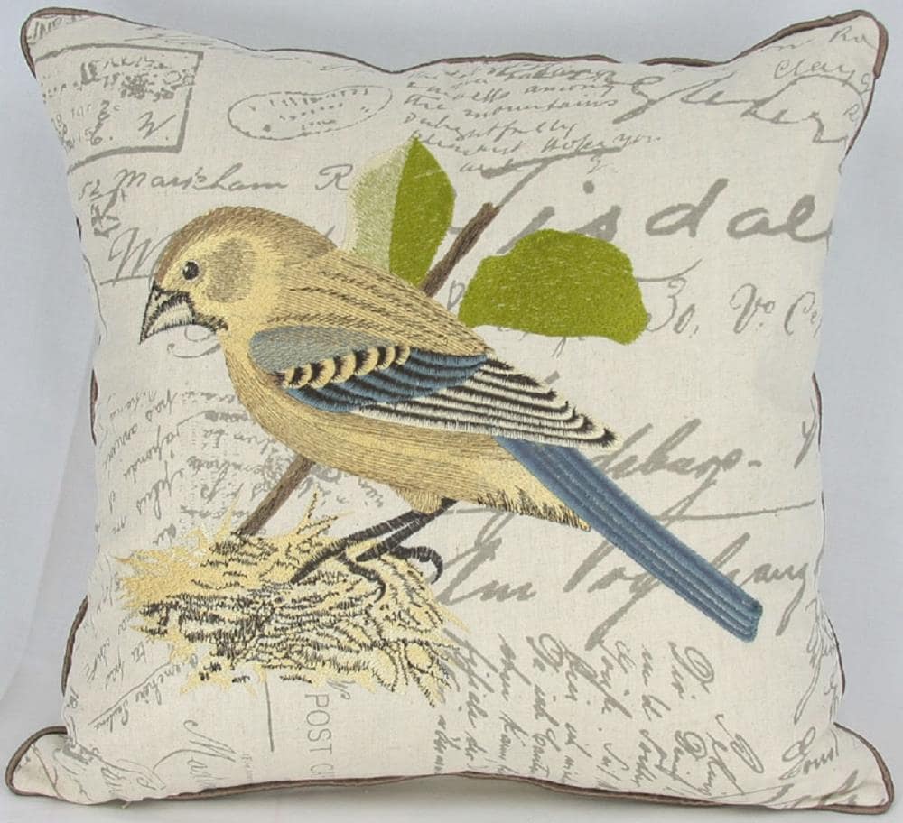 MANOR LUXE ML11076FEATHER Avian 18-in x 18-in Multiple colors Square Indoor Decorative Pillow