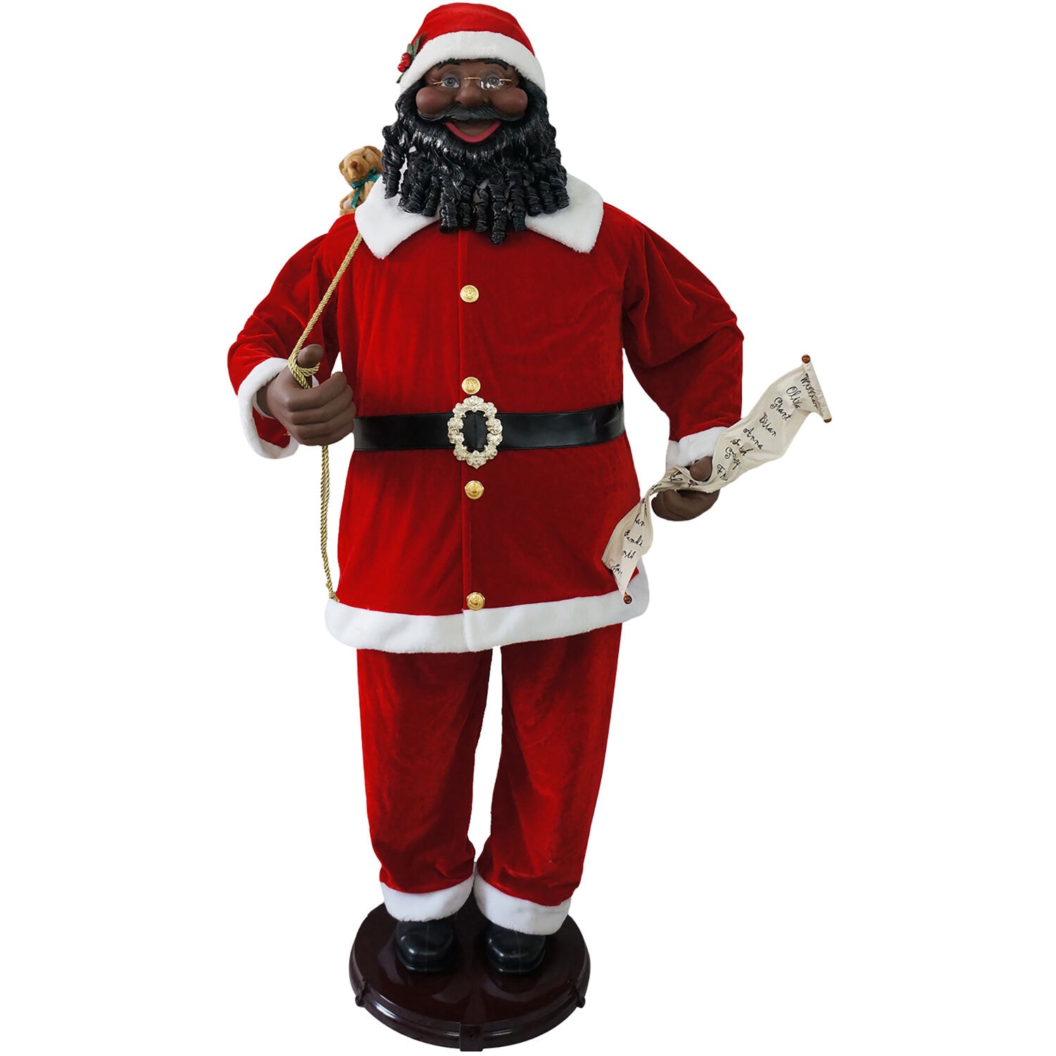 Fraser Hill Farm 58-in Musical Animatronic African American Figurine Santa  Electrical Outlet Christmas Decor in the Christmas Decor department at